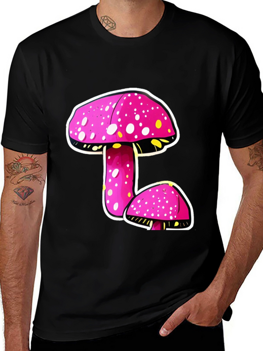 Funky Mushroom Graphic Tee - Black