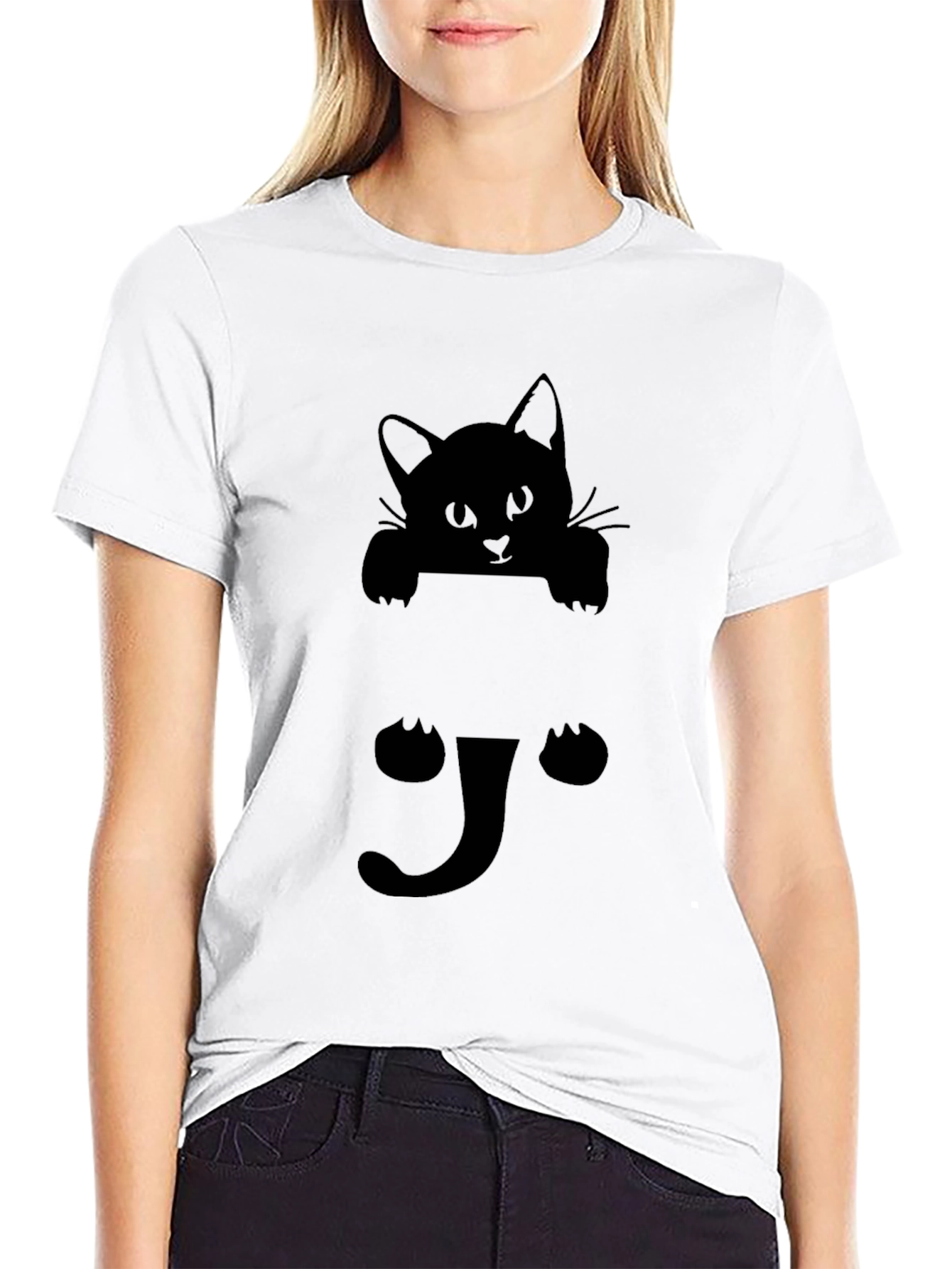 Black Cat Peek-a-Boo Graphic Tee