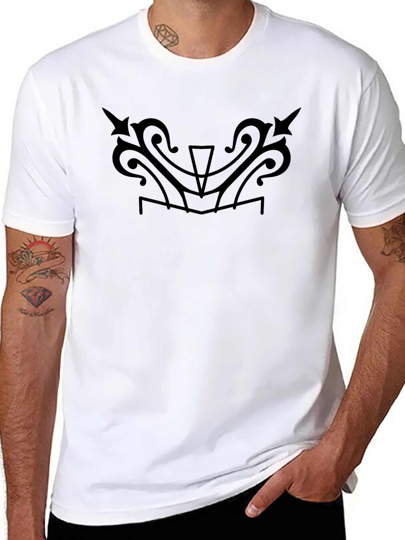 Stylish Black T-Shirt with Unique Tribal Design