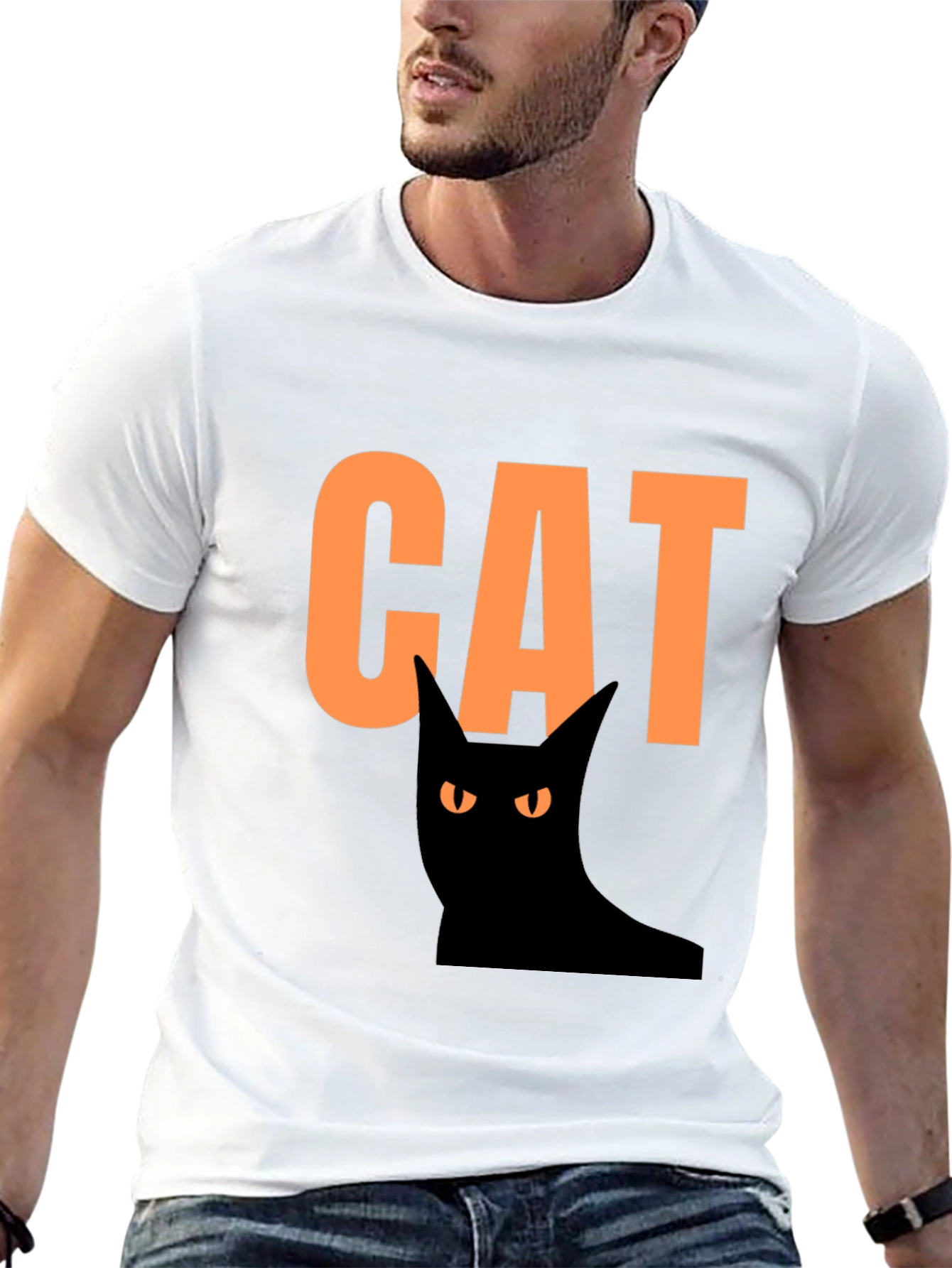 Halloween Cat Graphic Tee - Spooky Fun!