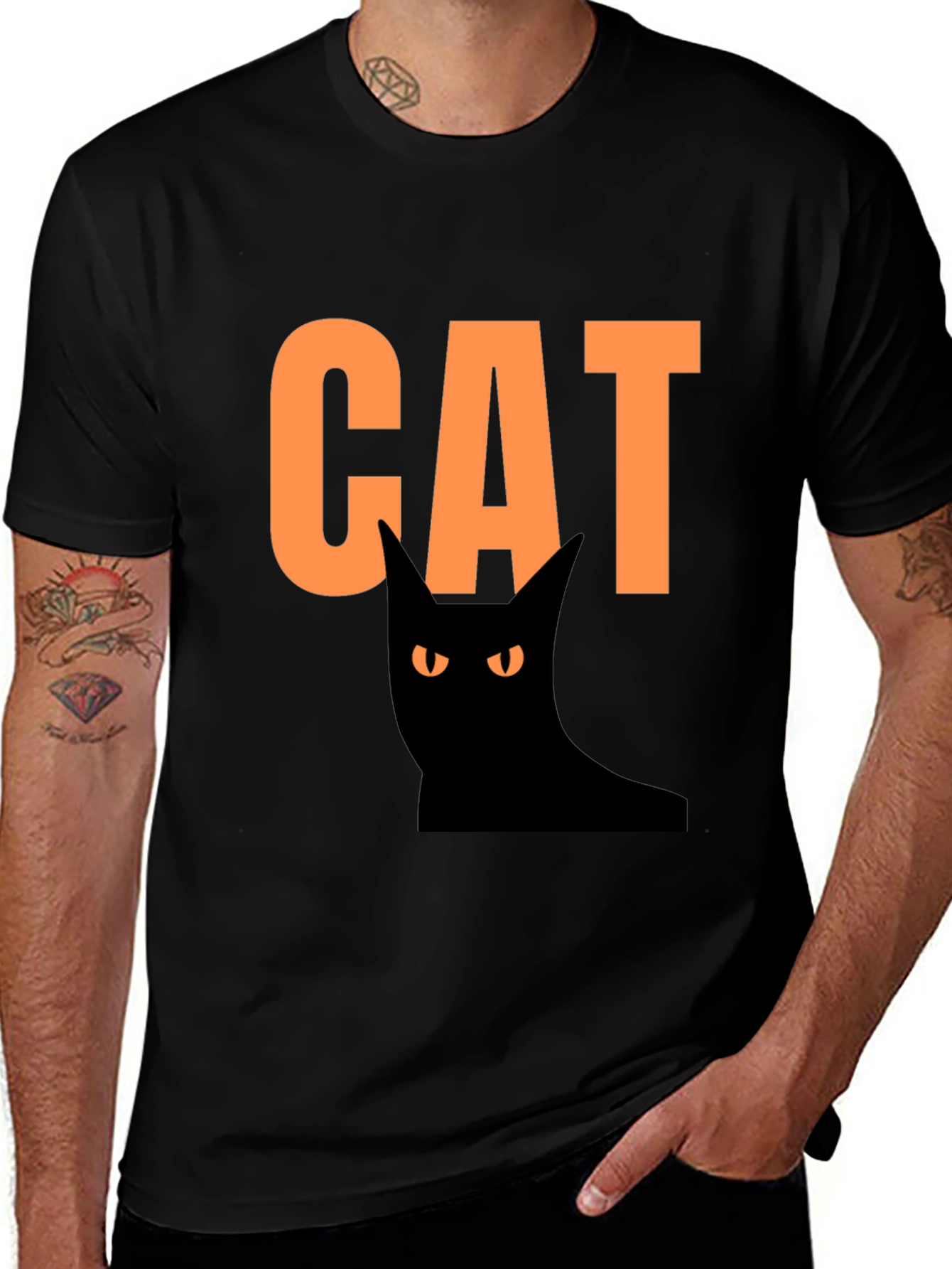 Halloween Cat Graphic Tee - Spooky Fun!