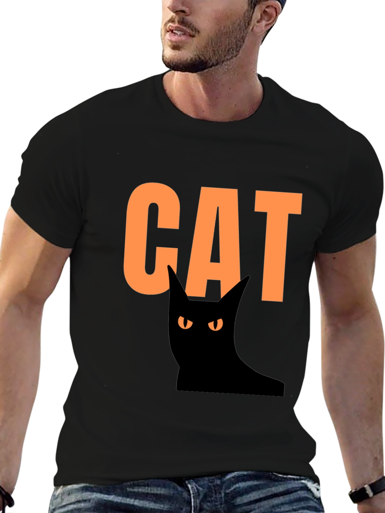 Halloween Cat Graphic Tee - Spooky Fun!