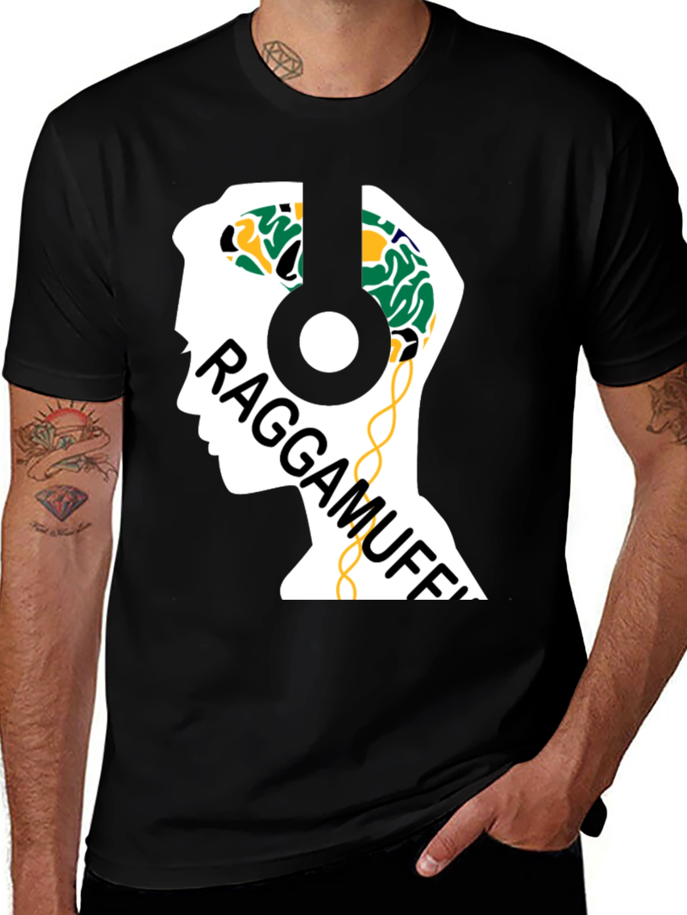 Raggamuffin Headphones Graphic Tee - Cool Music Lover Shirt