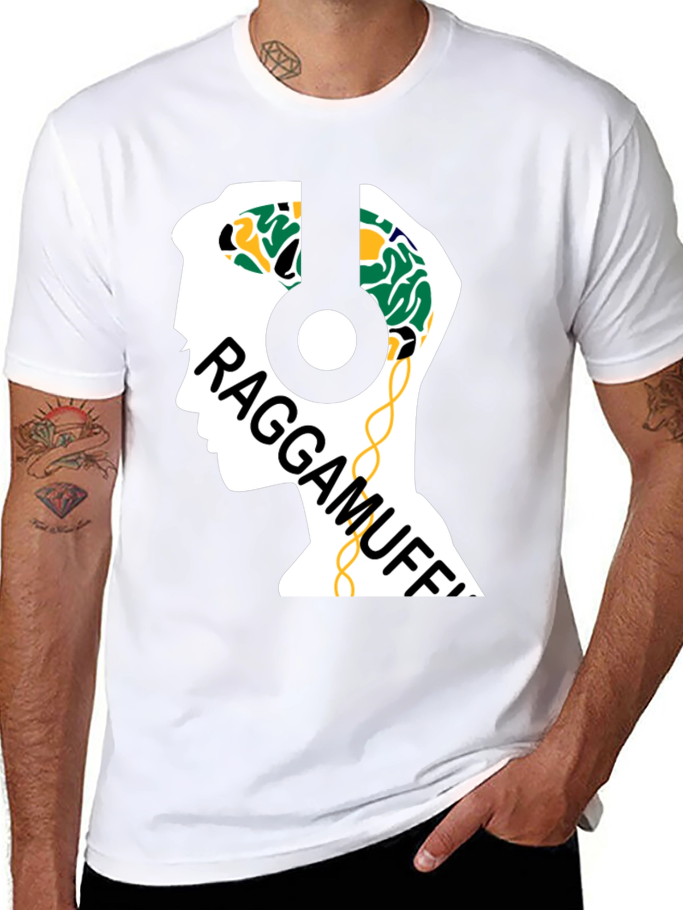 Raggamuffin Headphones Graphic Tee - Cool Music Lover Shirt