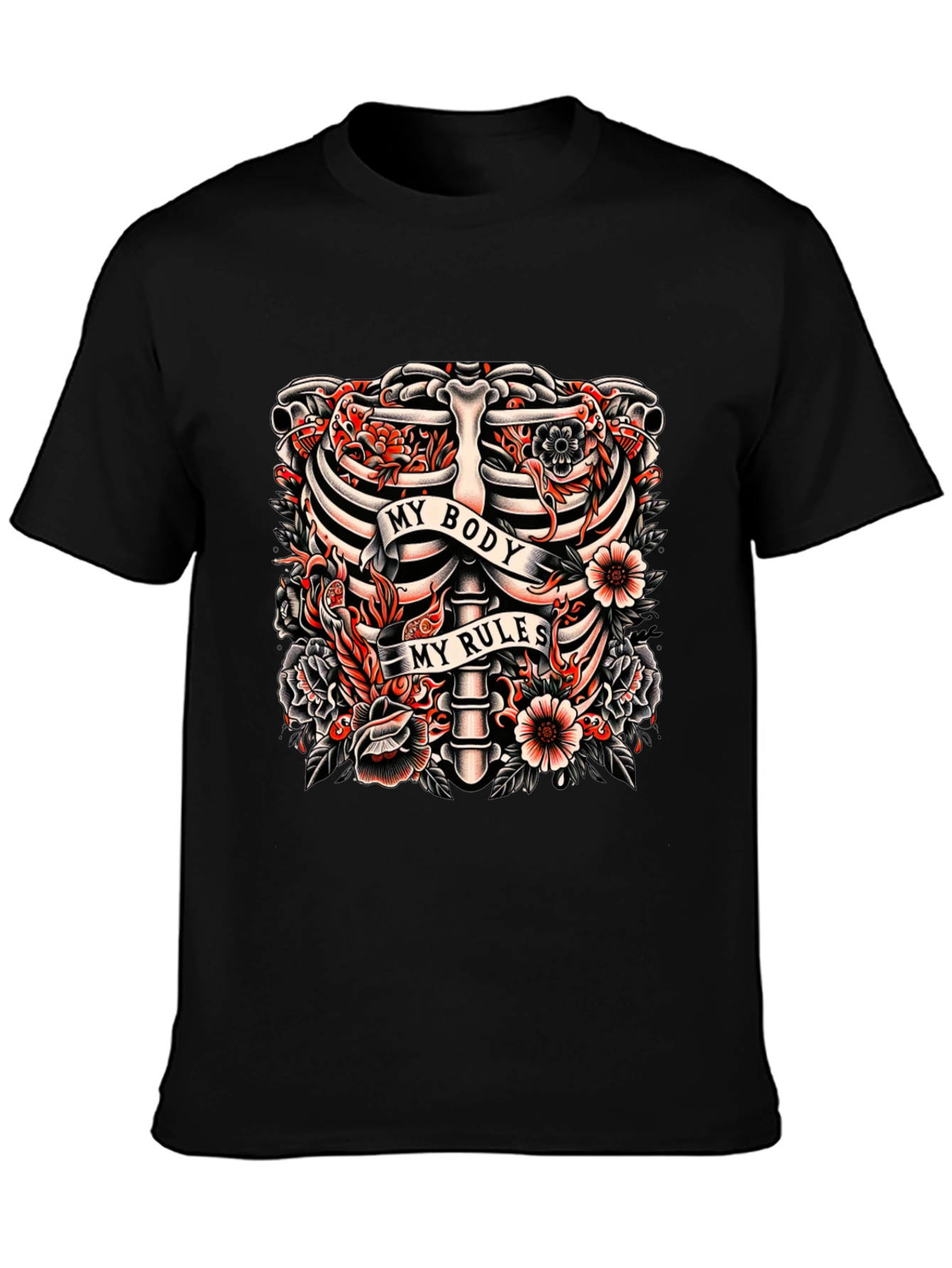 My Body My Rules Ribcage Tattoo Graphic T-Shirt