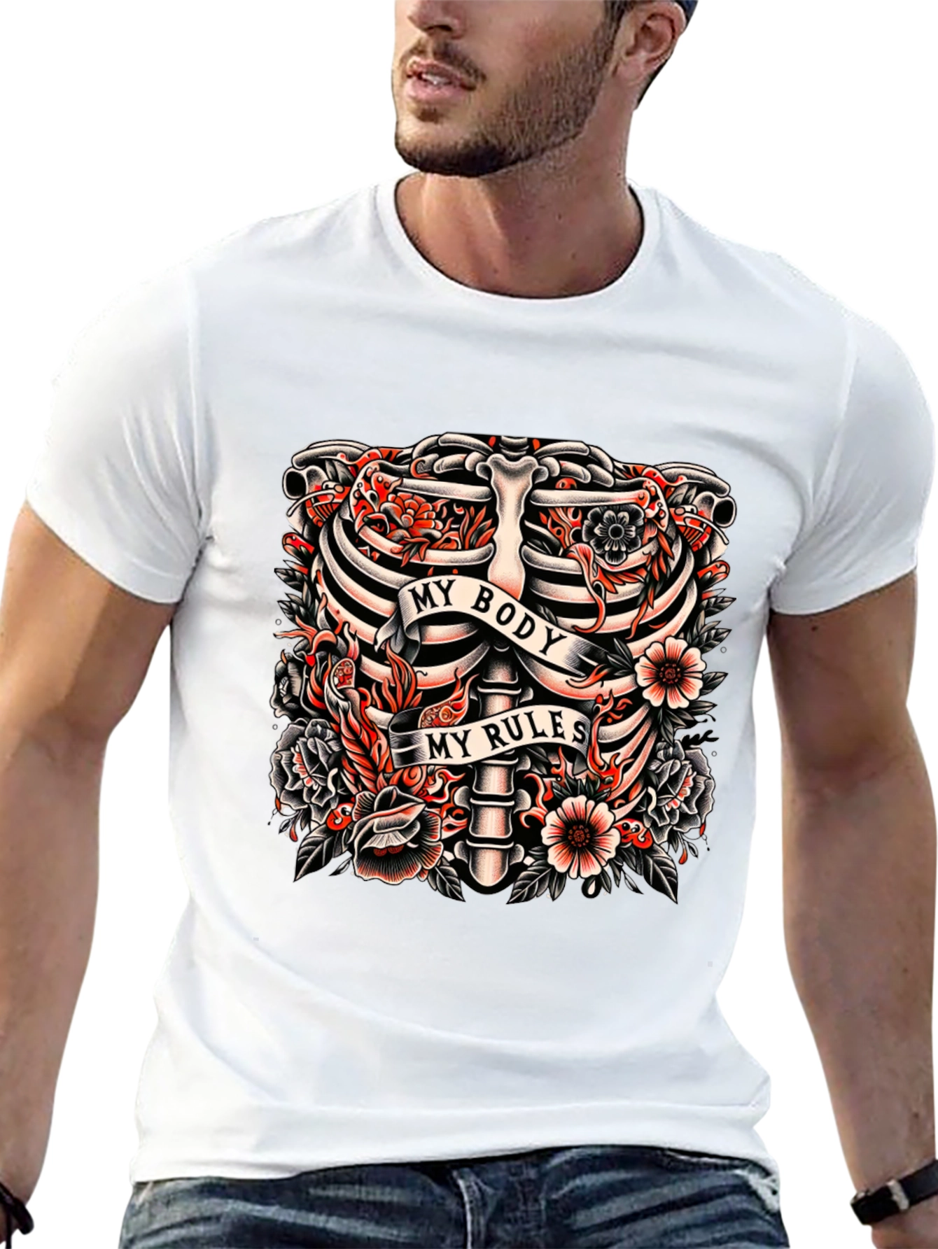 My Body My Rules Ribcage Tattoo Graphic T-Shirt