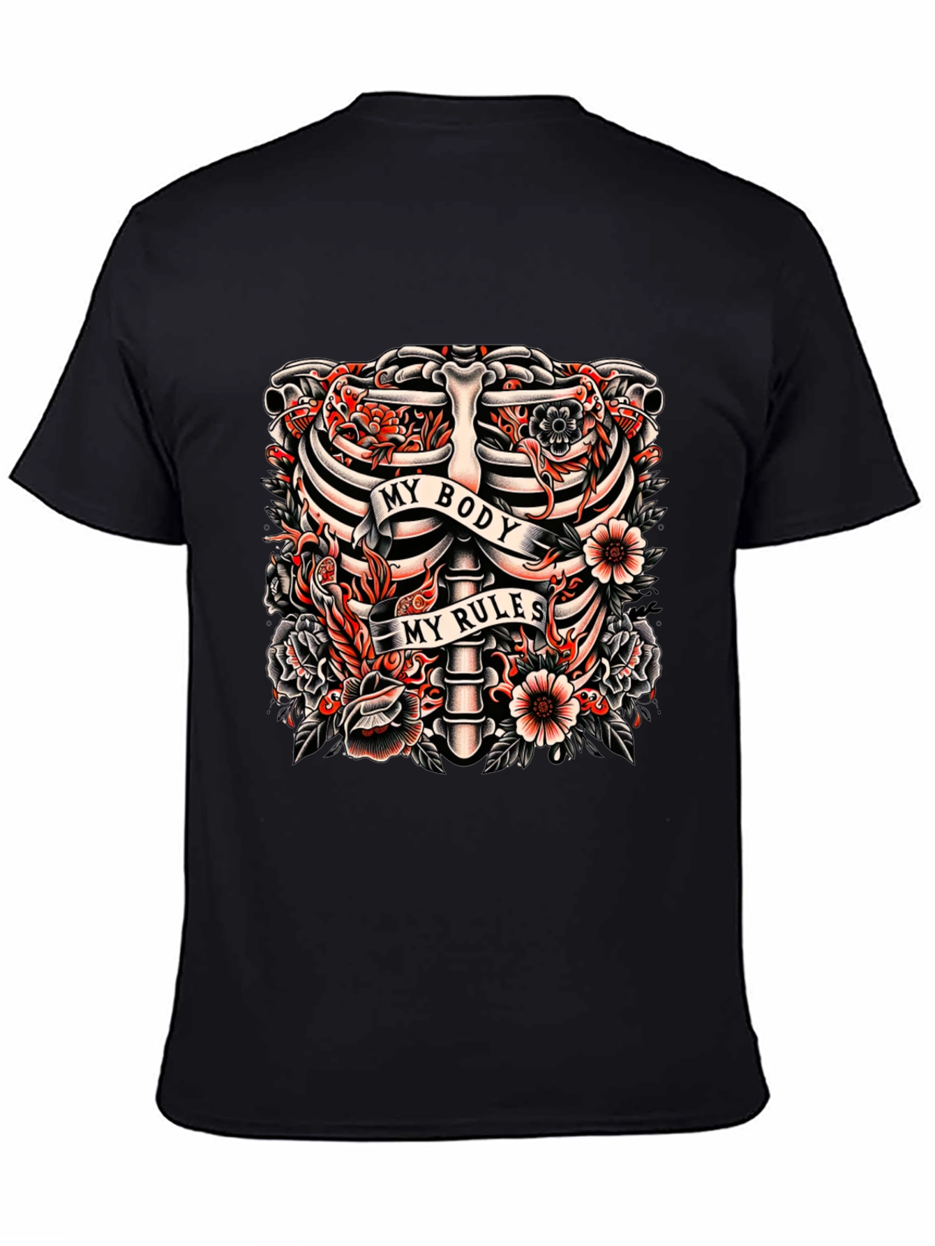 My Body My Rules Ribcage Tattoo Graphic T-Shirt
