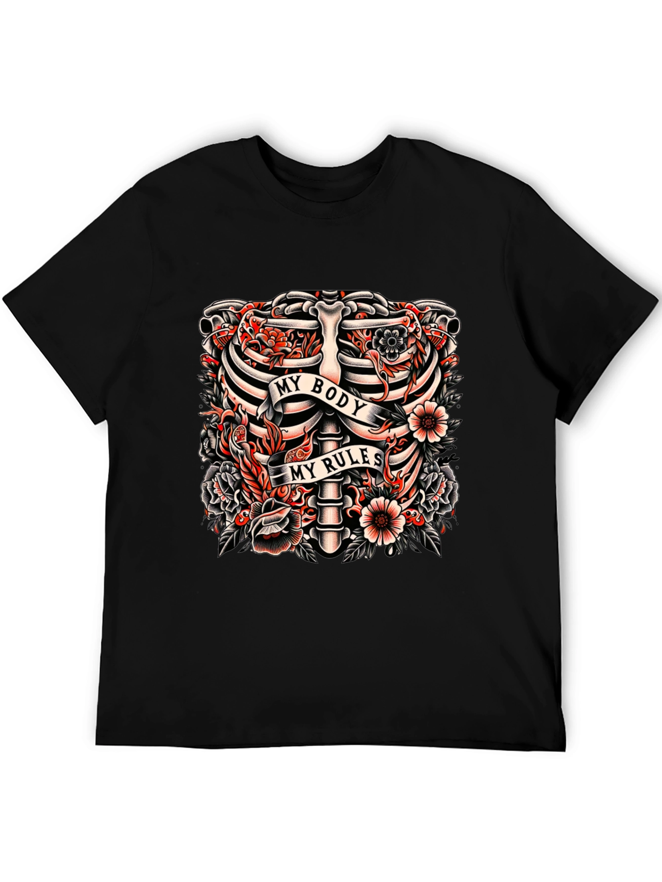 My Body My Rules Ribcage Tattoo Graphic T-Shirt