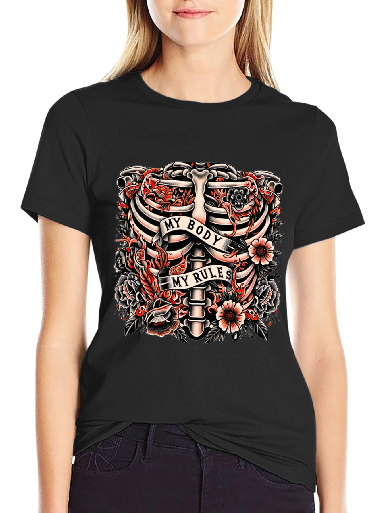 My Body My Rules Ribcage Tattoo Graphic T-Shirt