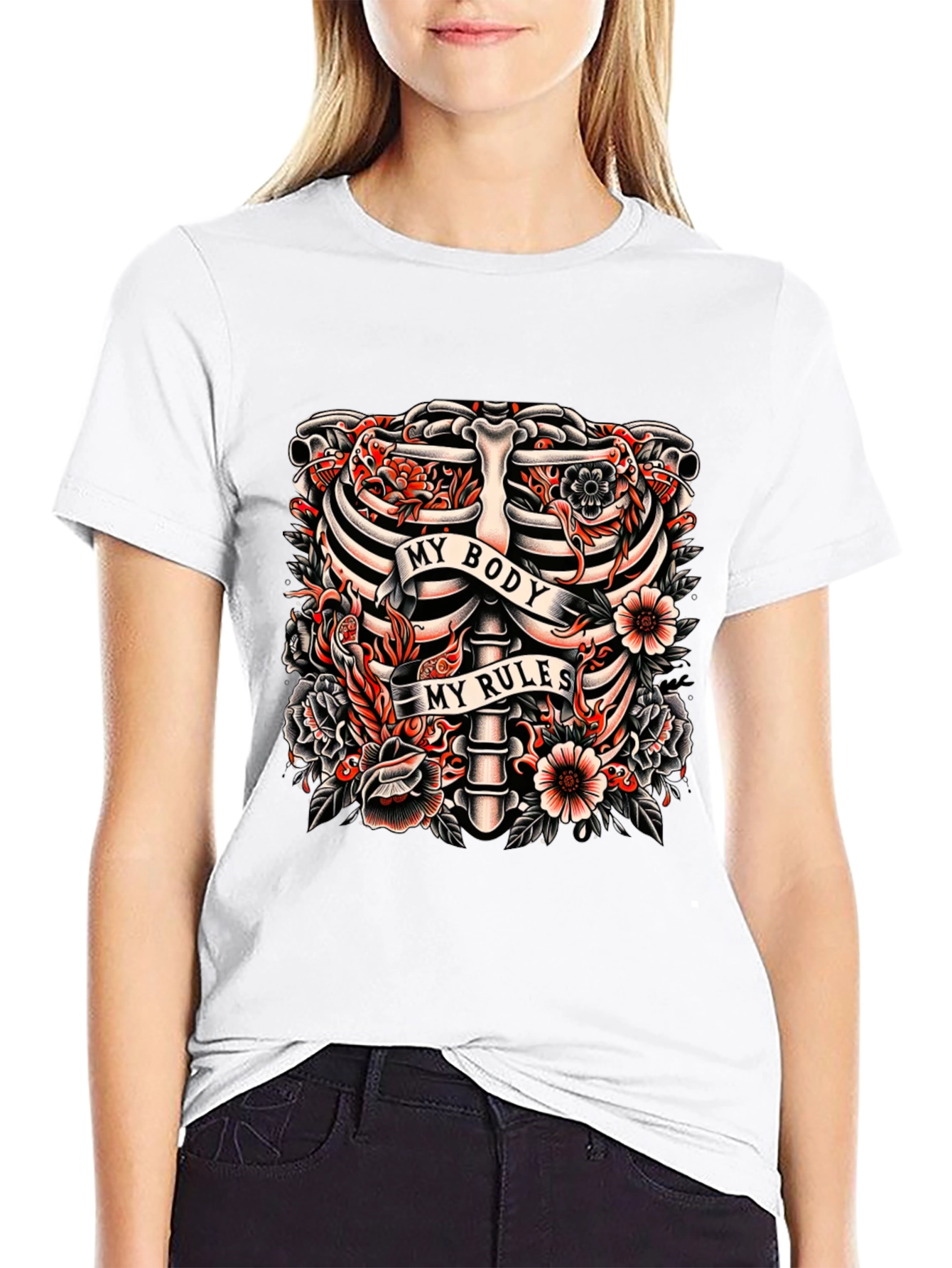 My Body My Rules Ribcage Tattoo Graphic T-Shirt