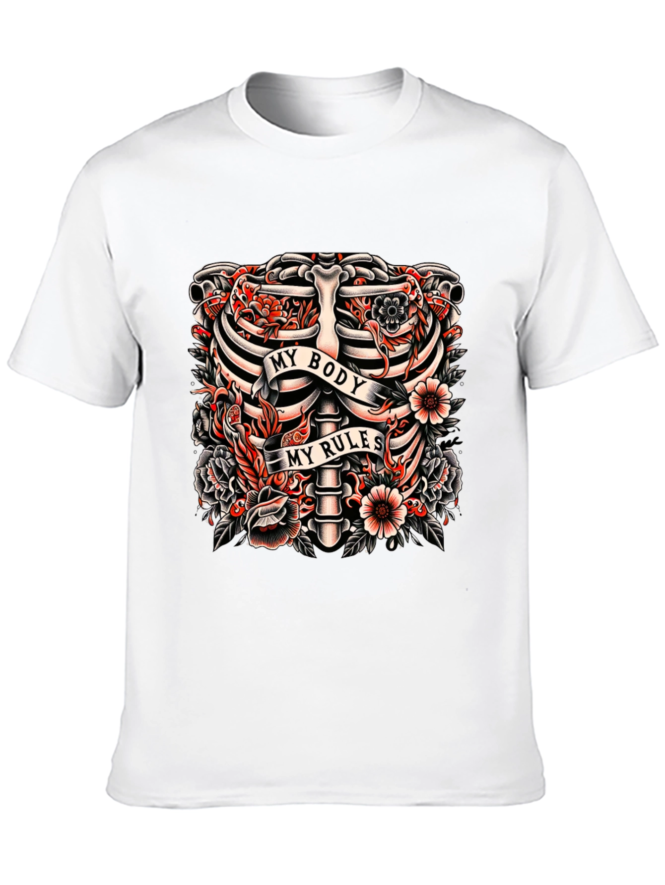 My Body My Rules Ribcage Tattoo Graphic T-Shirt