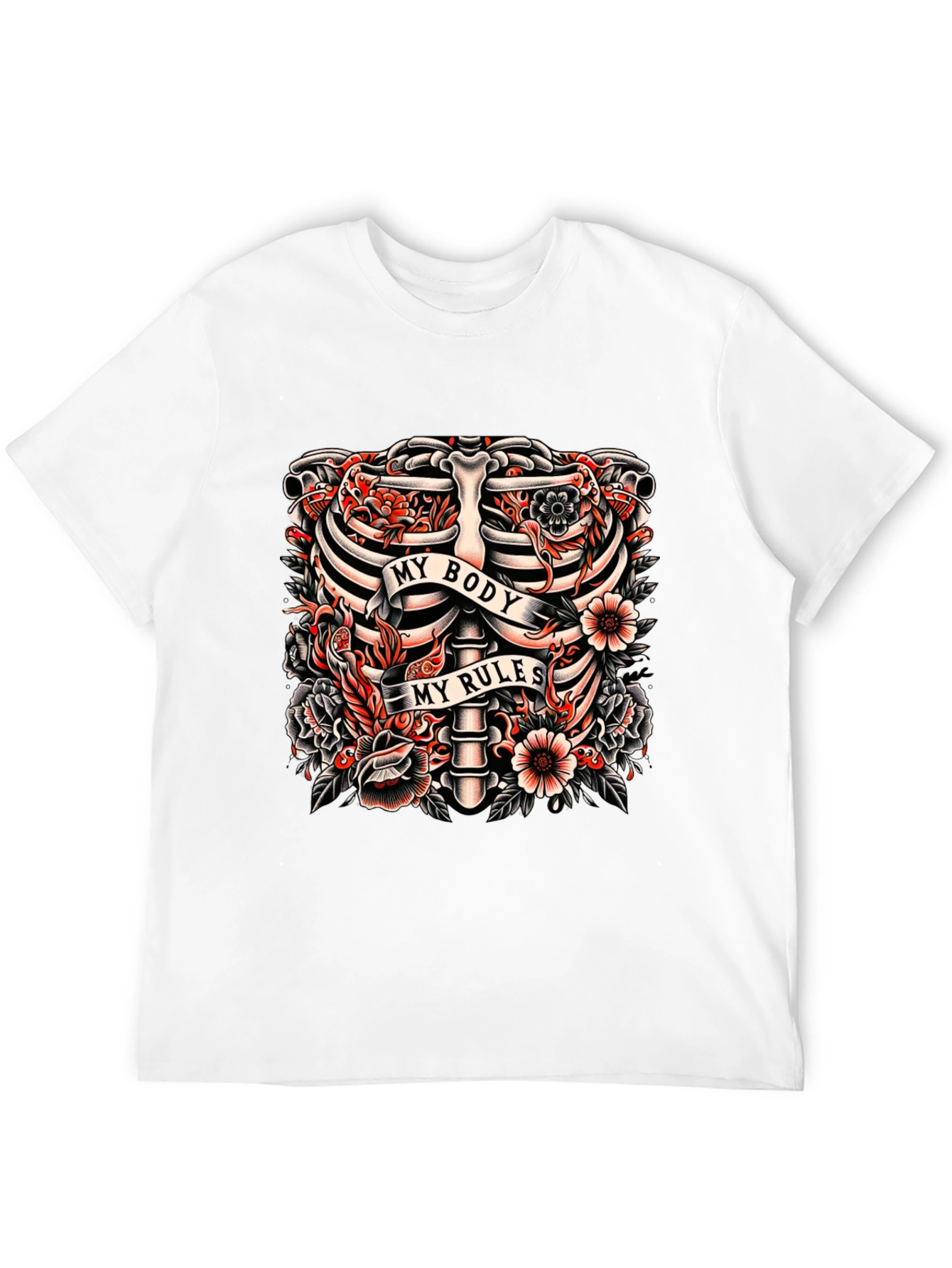 My Body My Rules Ribcage Tattoo Graphic T-Shirt