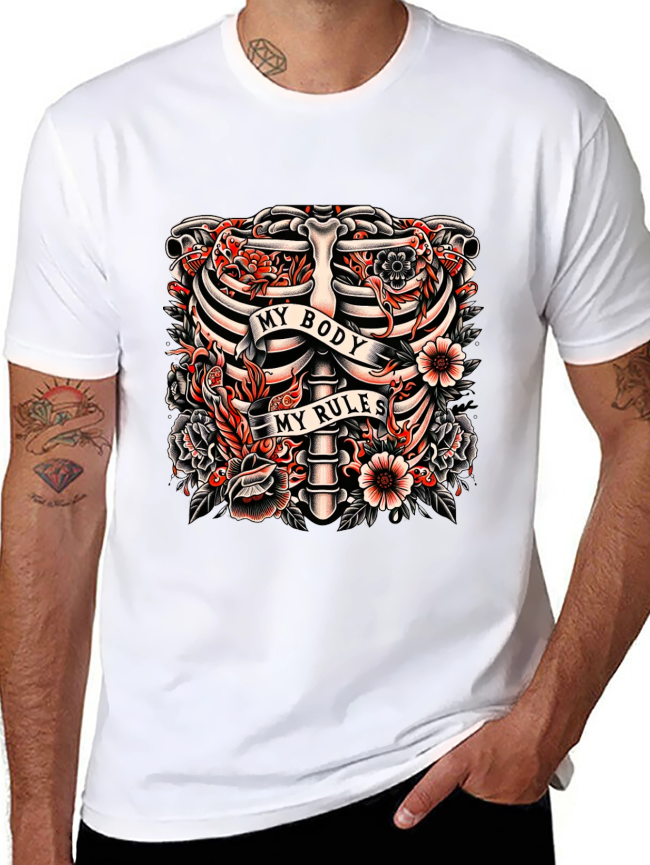 My Body My Rules Ribcage Tattoo Graphic T-Shirt