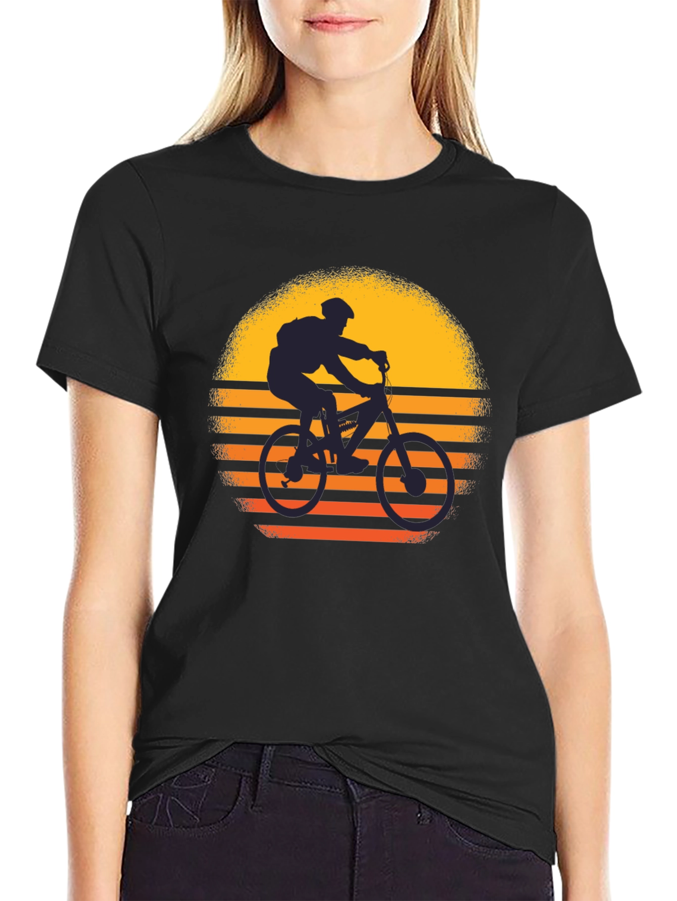Mountain Bike Sunset Graphic T-Shirt