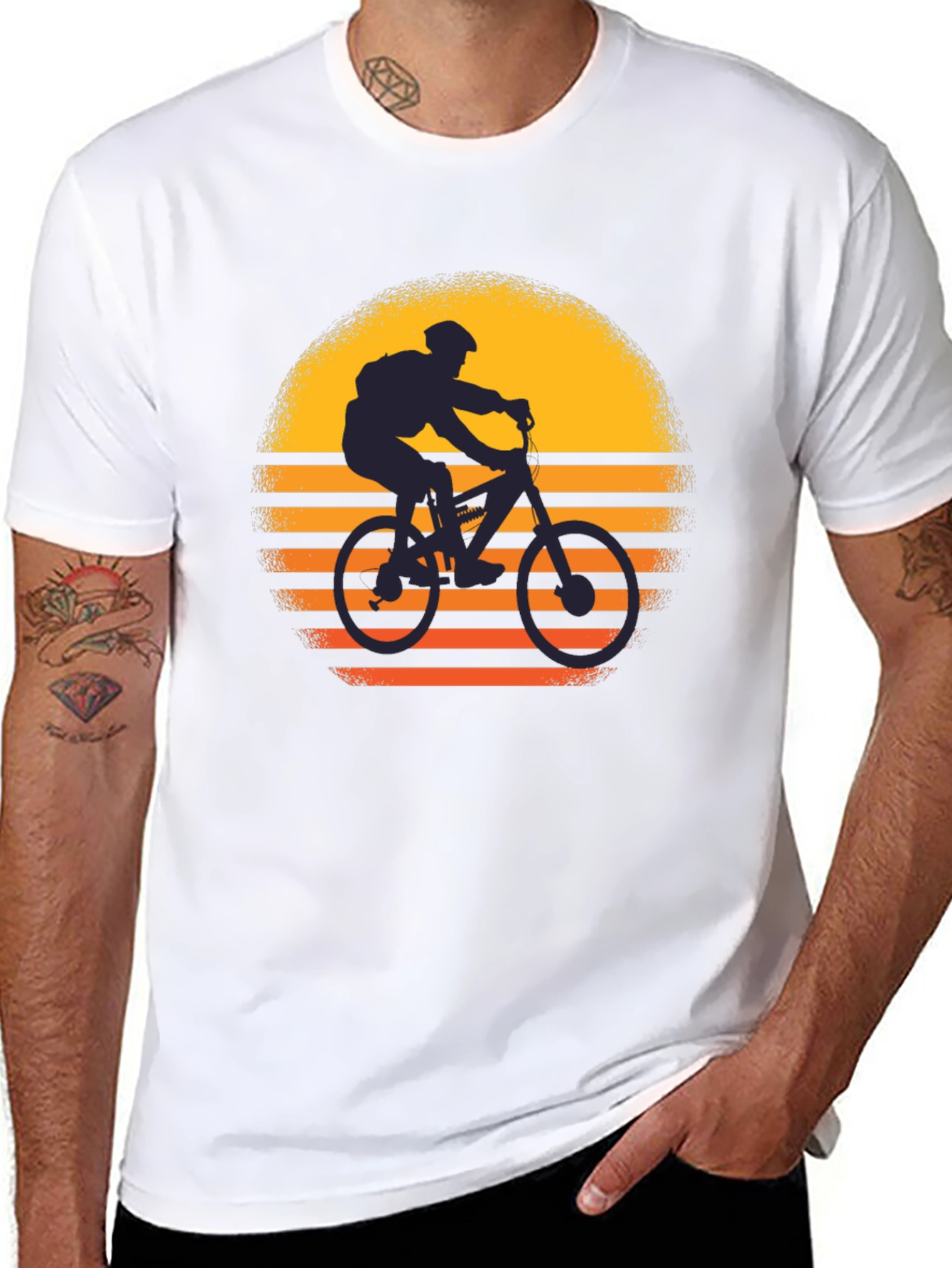Mountain Bike Sunset Graphic T-Shirt