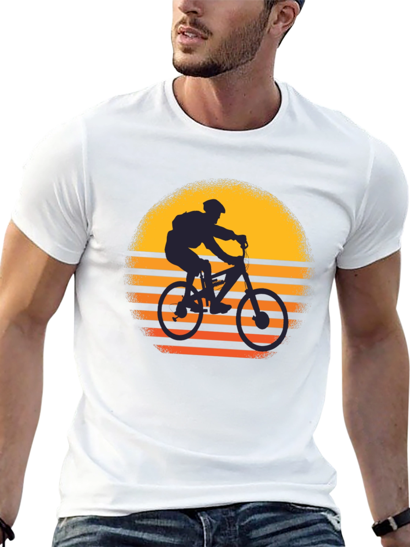 Mountain Bike Sunset Graphic T-Shirt