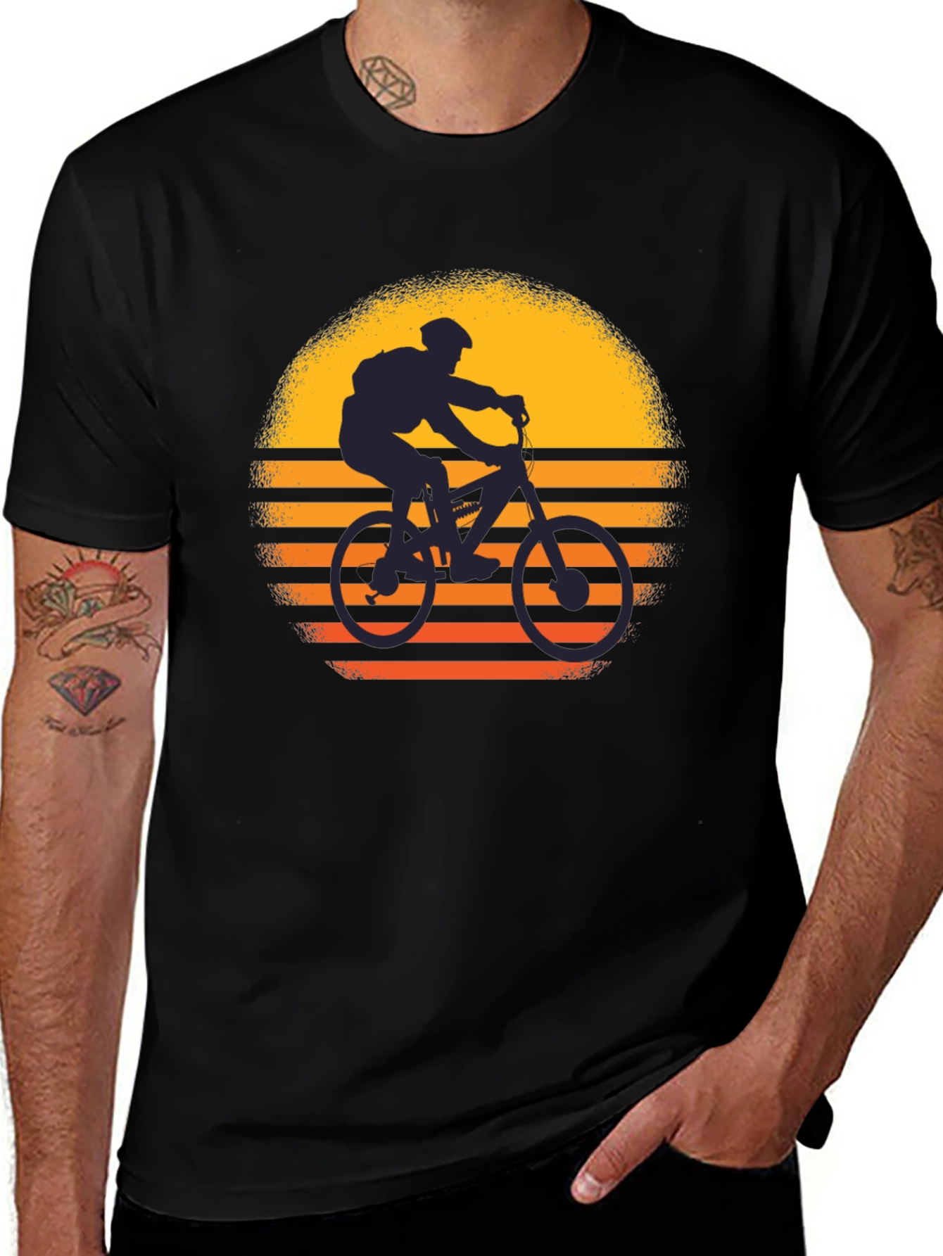 Mountain Bike Sunset Graphic T-Shirt