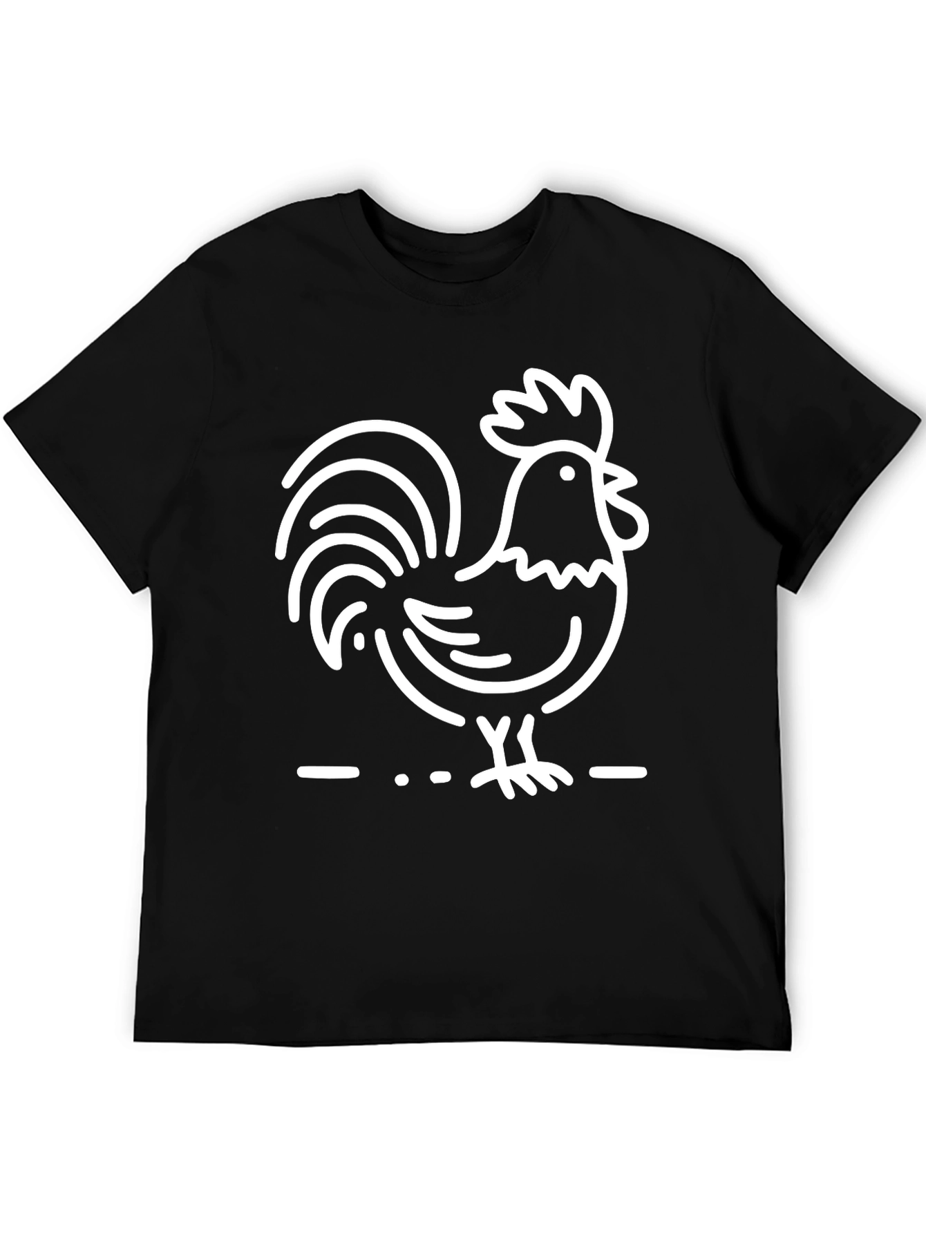 Black T-Shirt with White Rooster Graphic