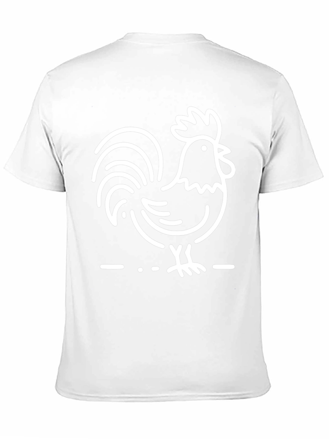 Black T-Shirt with White Rooster Graphic