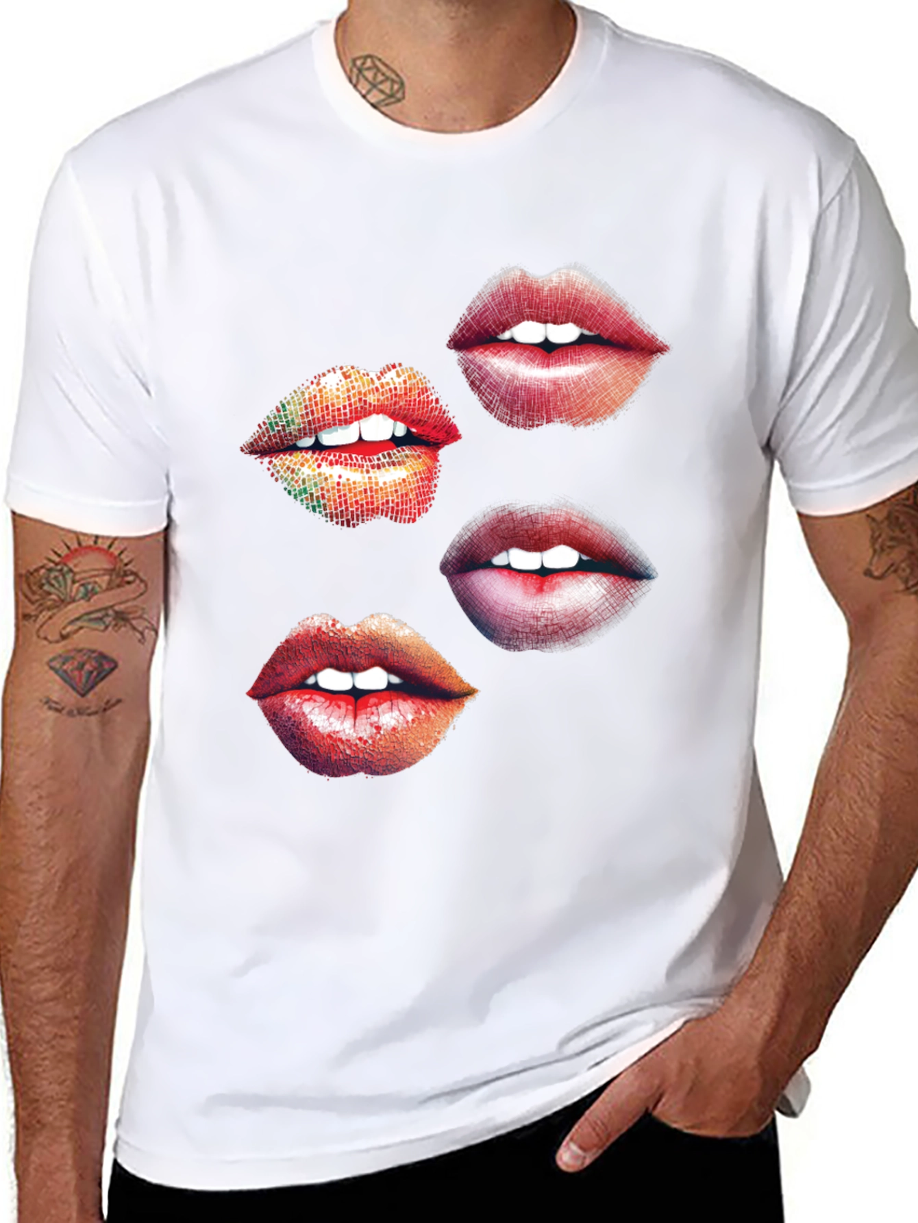 Lips Graphic Print Black T-Shirt
