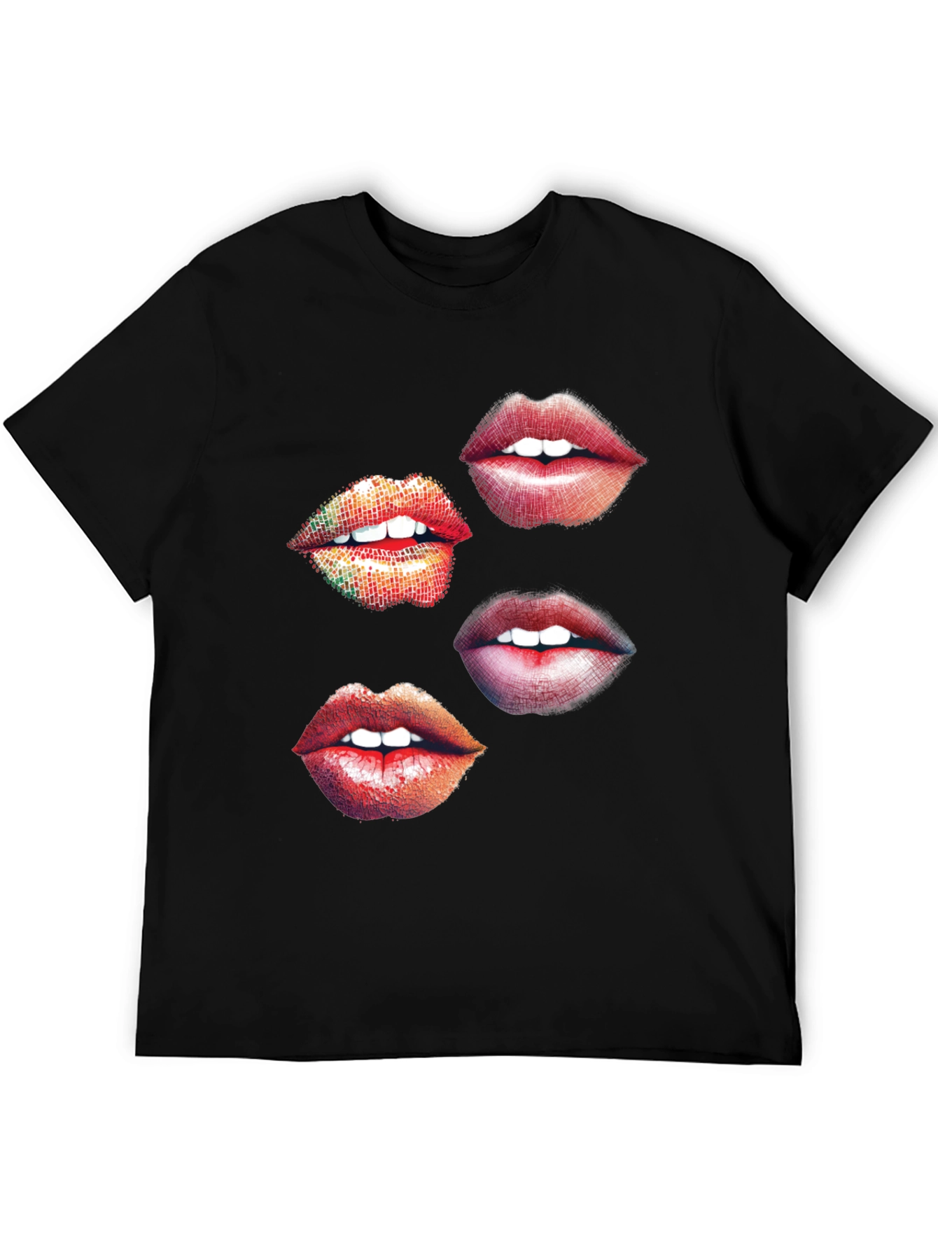 Lips Graphic Print Black T-Shirt
