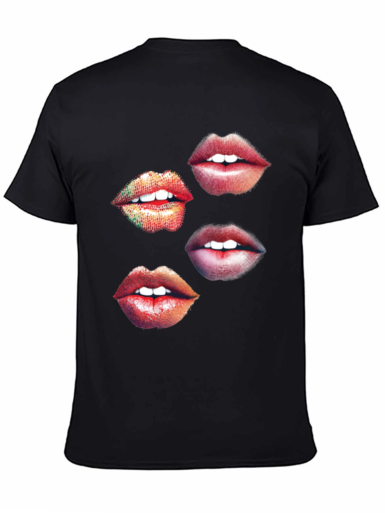 Lips Graphic Print Black T-Shirt