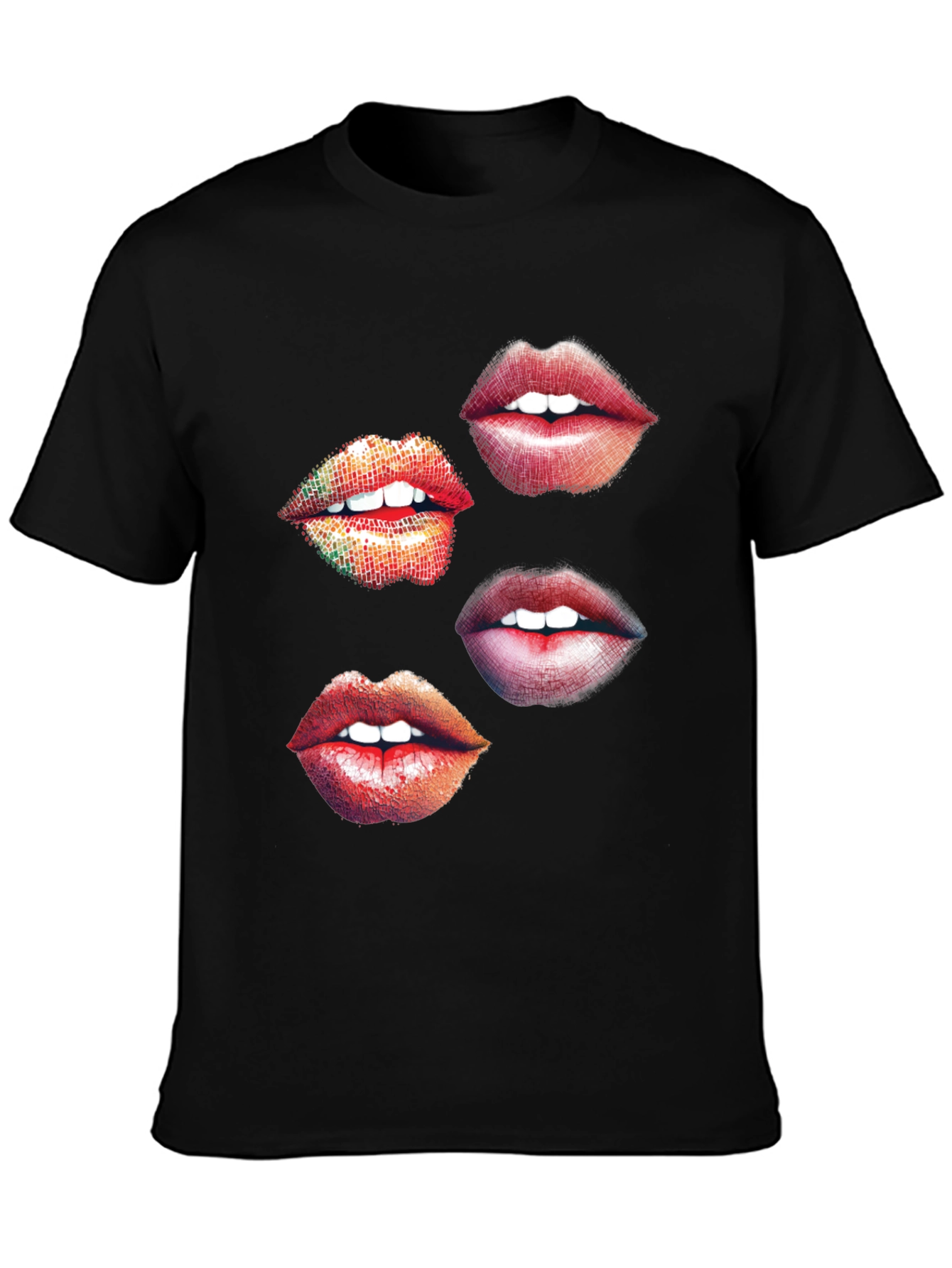 Lips Graphic Print Black T-Shirt