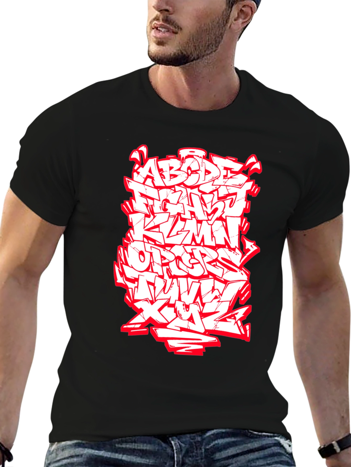 Graffiti Alphabet Graphic Tee - Black