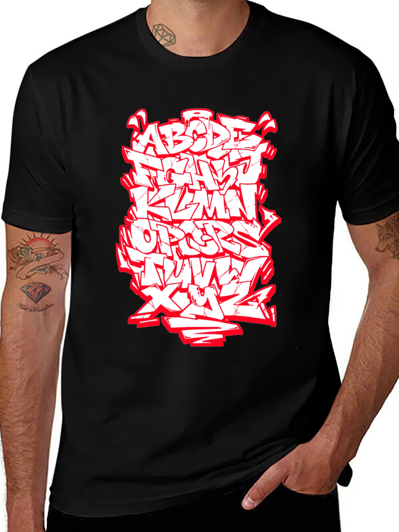 Graffiti Alphabet Graphic Tee - Black