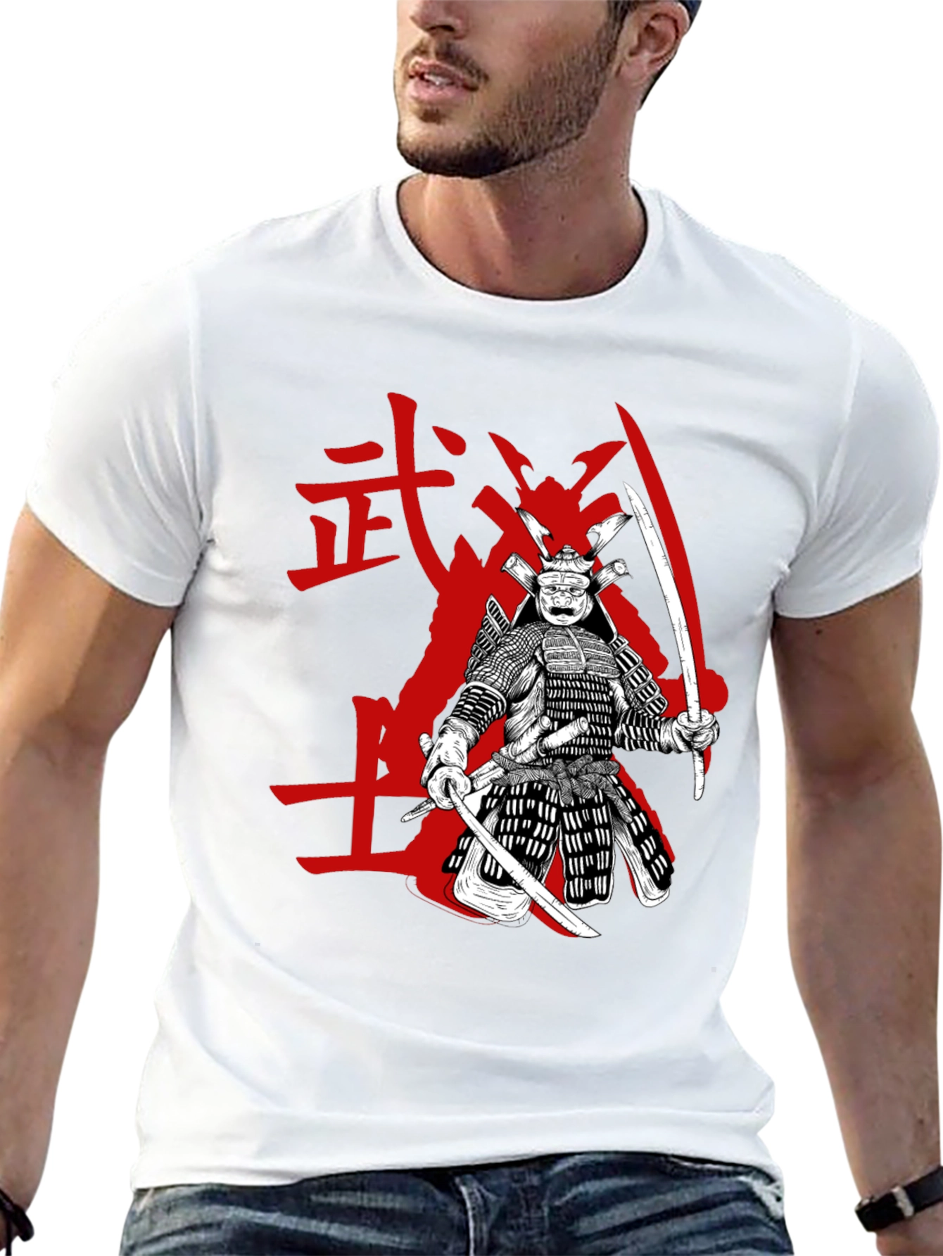 Samurai Graphic Tee - Black Cotton Blend