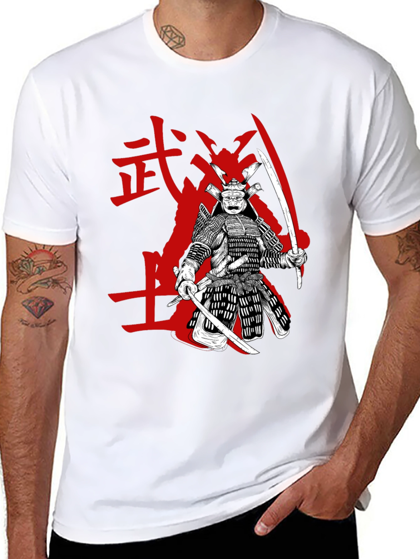 Samurai Graphic Tee - Black Cotton Blend