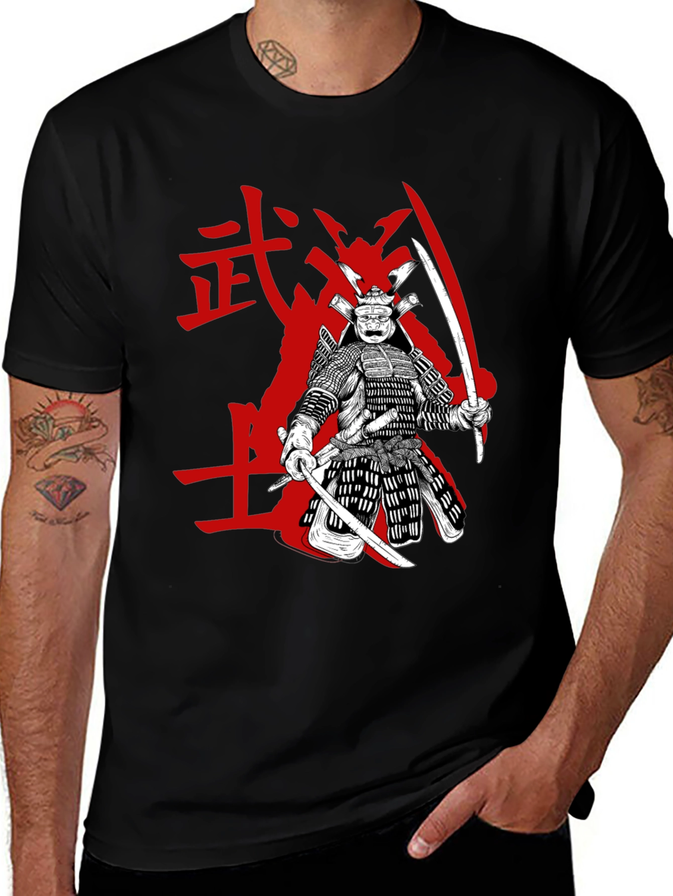 Samurai Graphic Tee - Black Cotton Blend