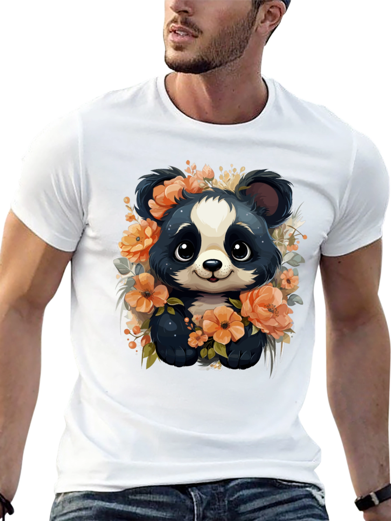 Panda Floral Graphic Tee - Stylish Animal Print