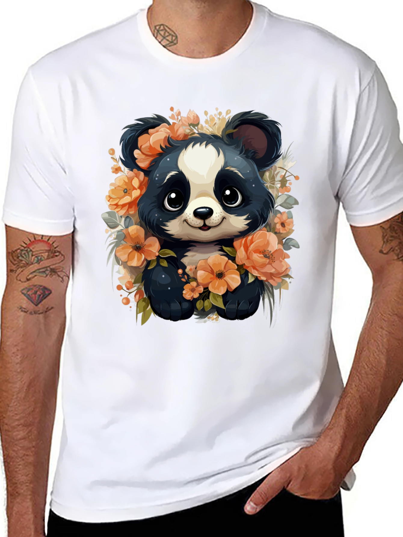 Panda Floral Graphic Tee - Stylish Animal Print