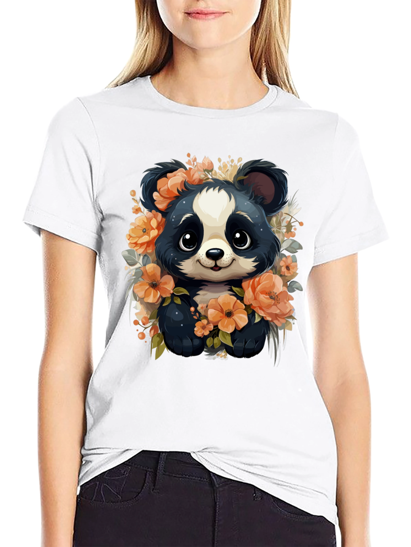 Panda Floral Graphic Tee - Stylish Animal Print