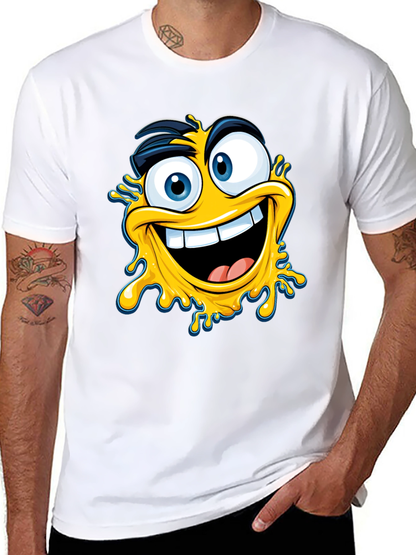 Crazy Emoji Graphic Tee - Black Cotton T-Shirt