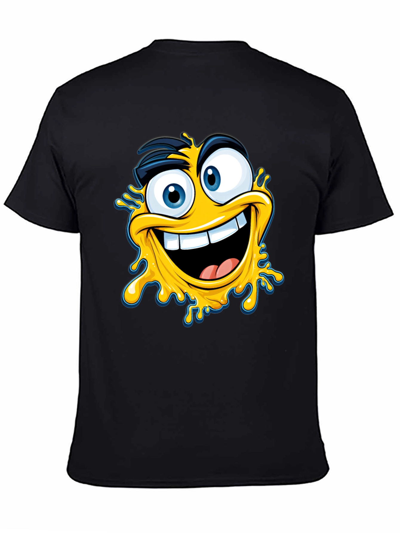 Crazy Emoji Graphic Tee - Black Cotton T-Shirt