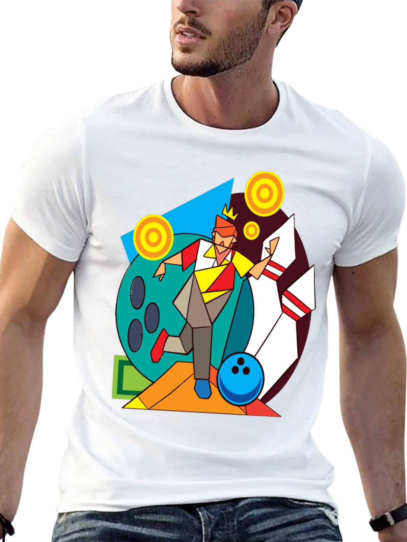 Geometric Bowling King Graphic Tee