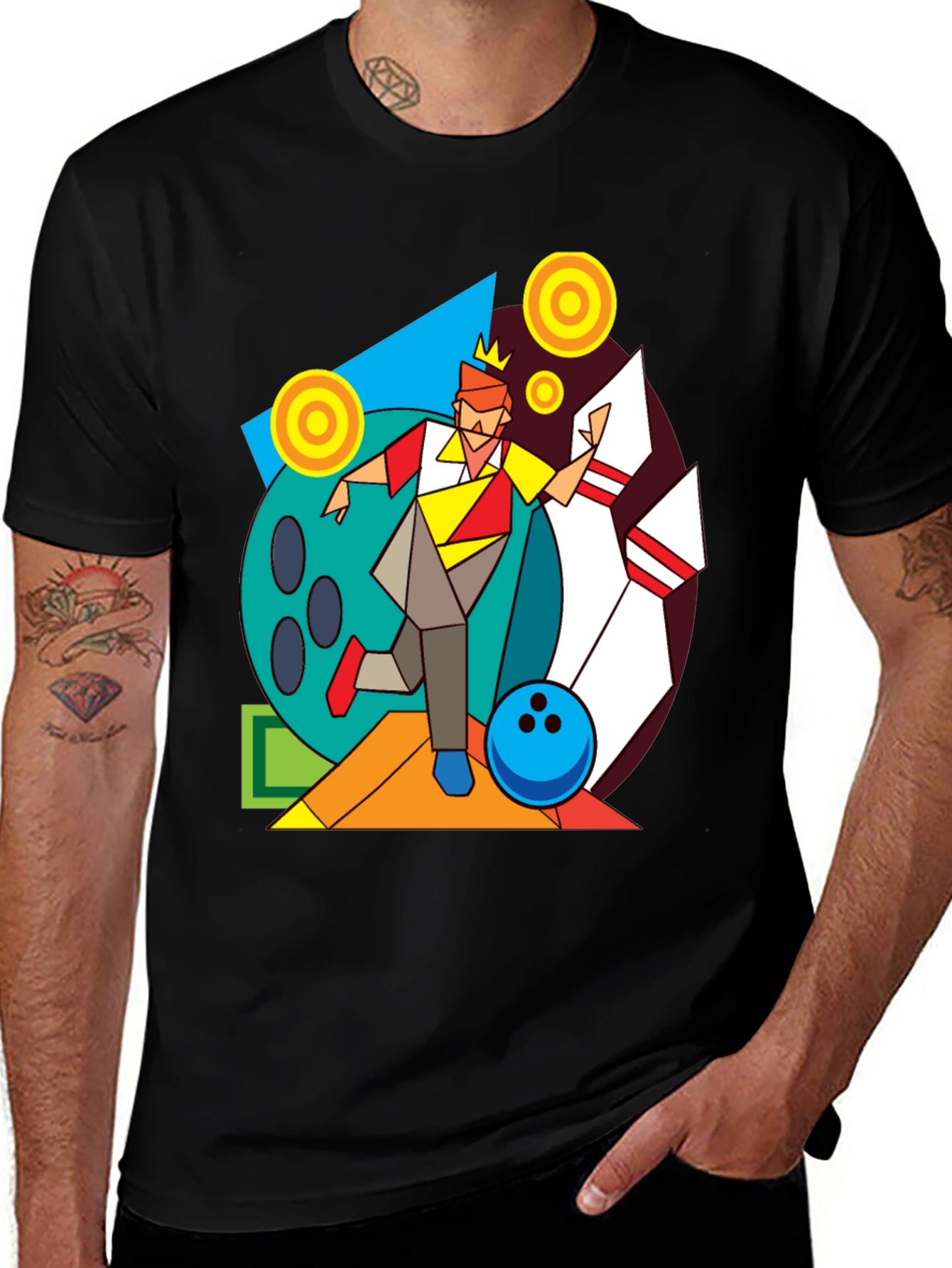 Geometric Bowling King Graphic Tee