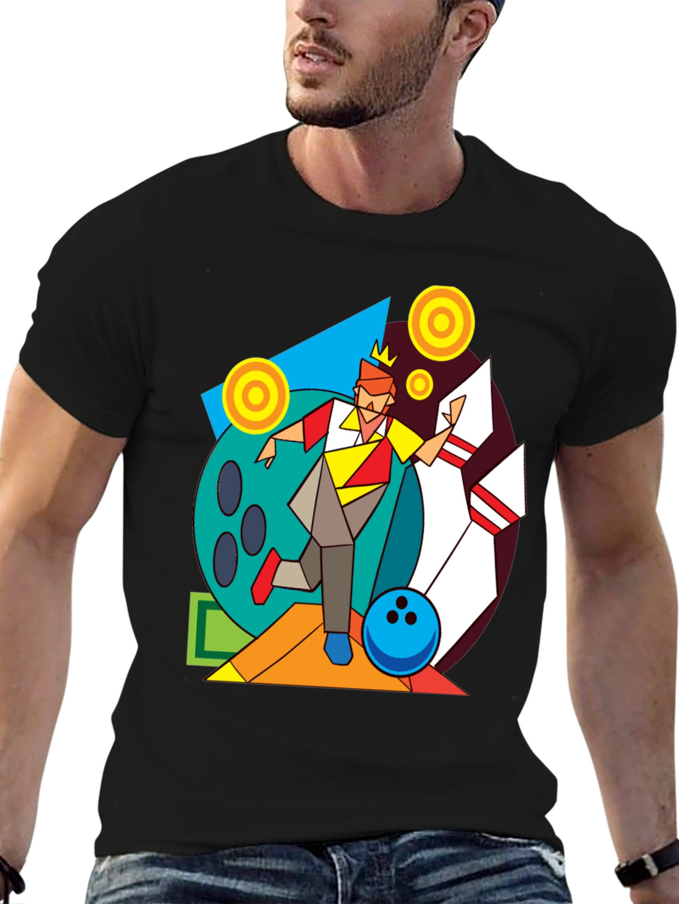 Geometric Bowling King Graphic Tee