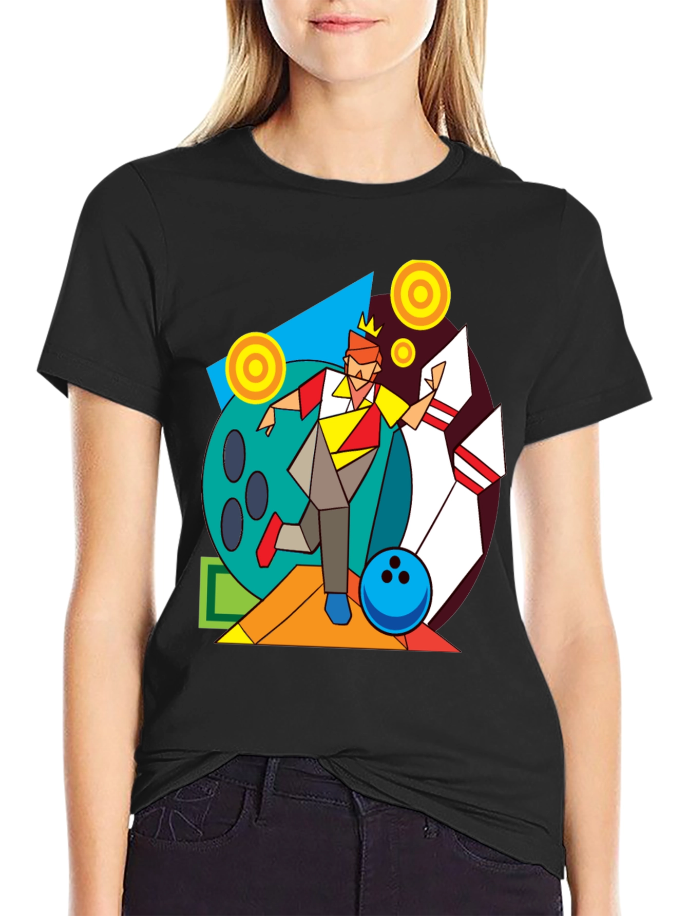 Geometric Bowling King Graphic Tee