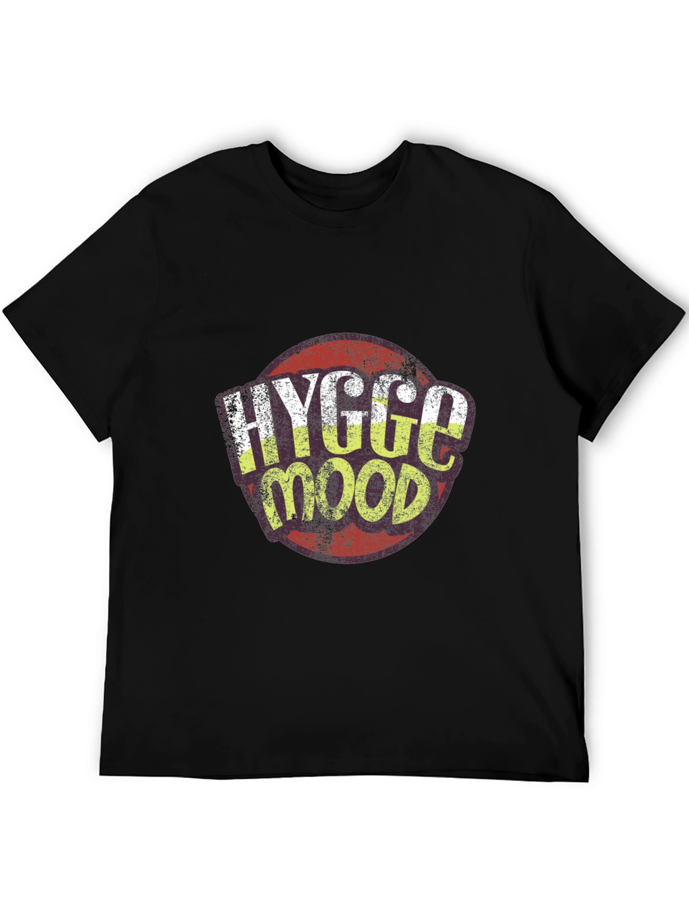 Hygge Mood Graphic Tee - Black Crew Neck Shirt