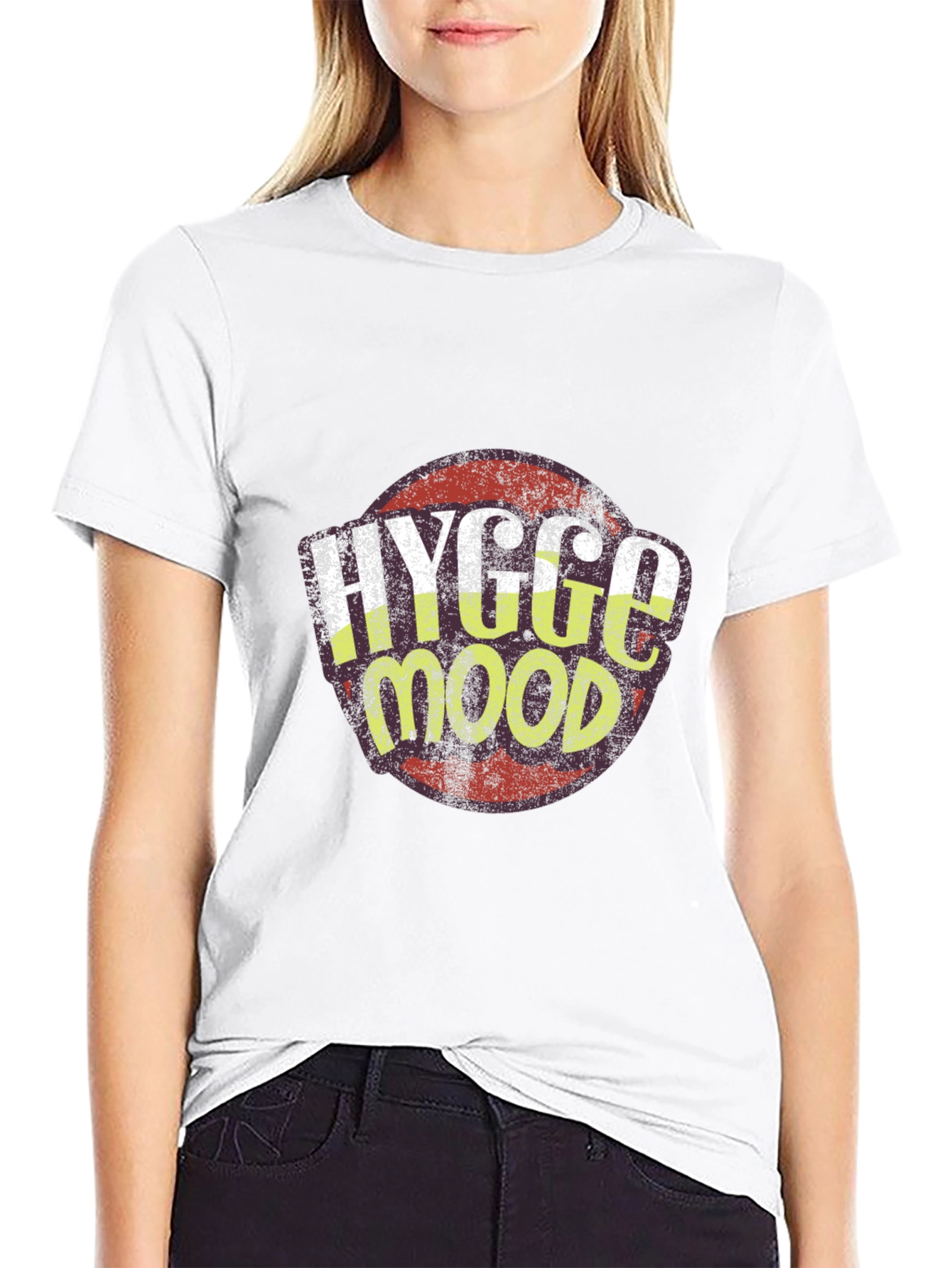 Hygge Mood Graphic Tee - Black Crew Neck Shirt