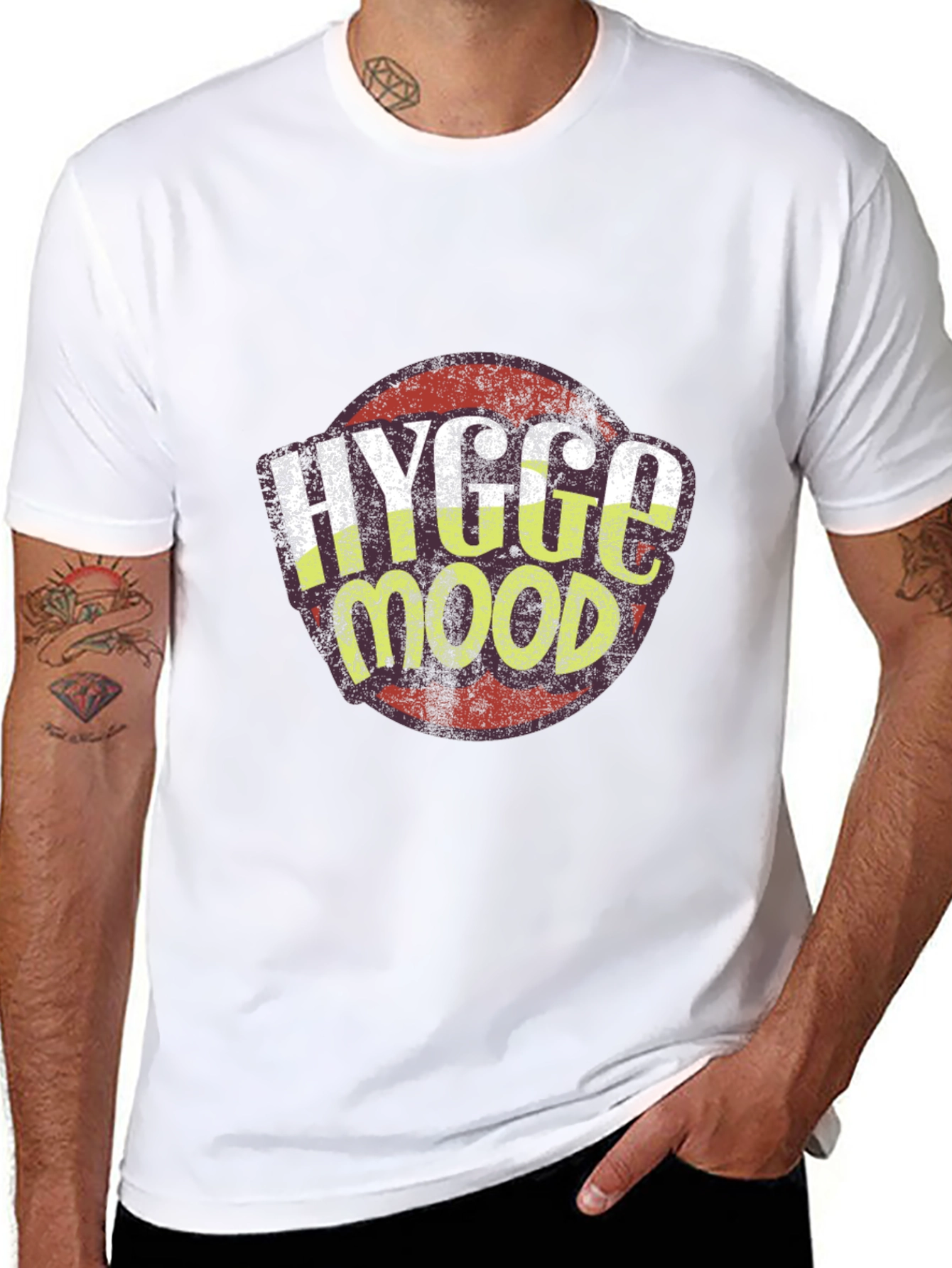 Hygge Mood Graphic Tee - Black Crew Neck Shirt