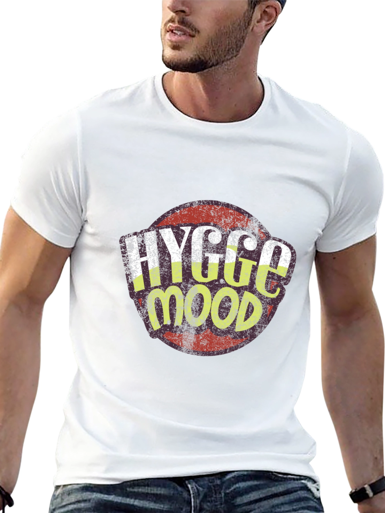 Hygge Mood Graphic Tee - Black Crew Neck Shirt