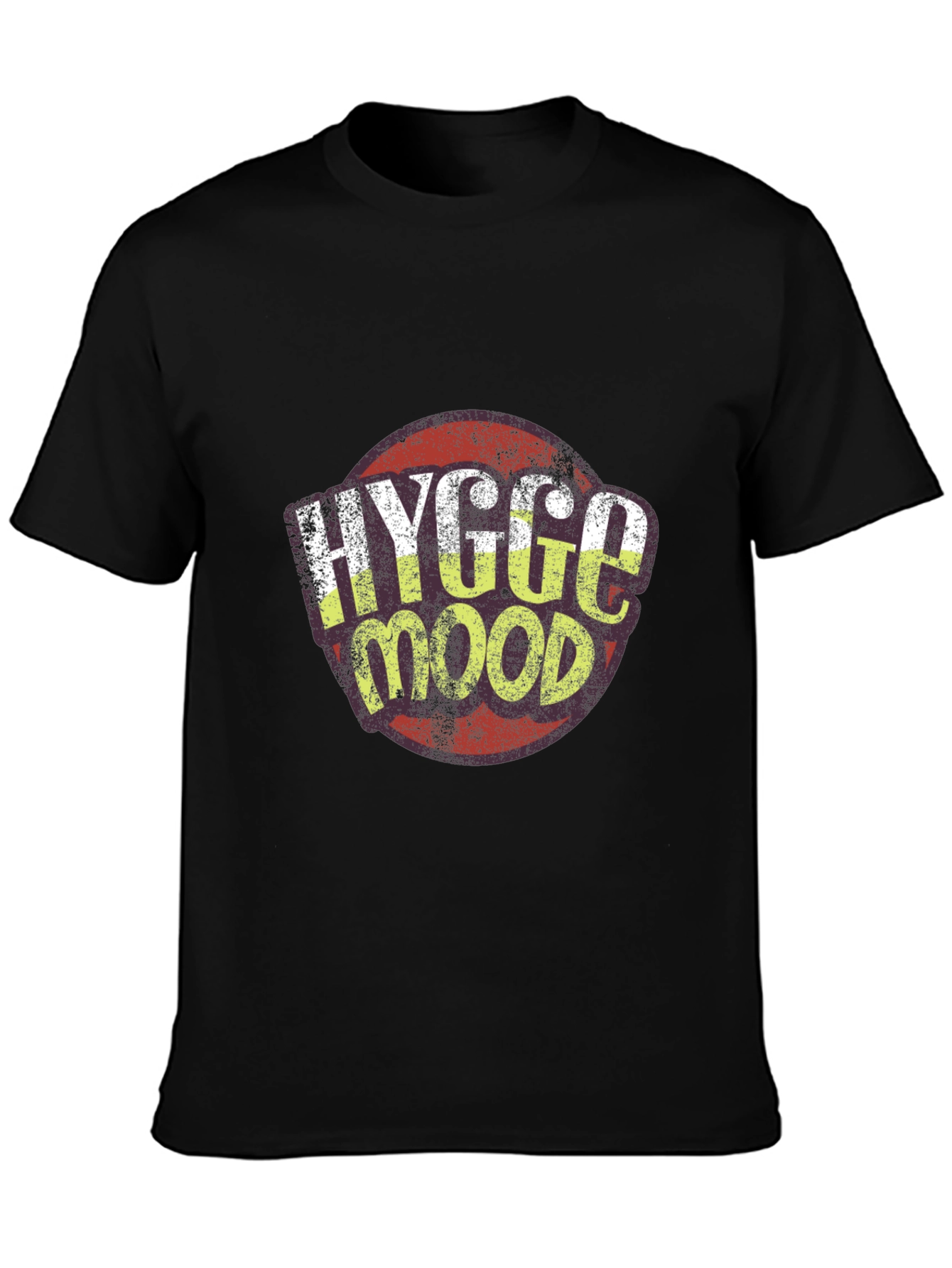 Hygge Mood Graphic Tee - Black Crew Neck Shirt