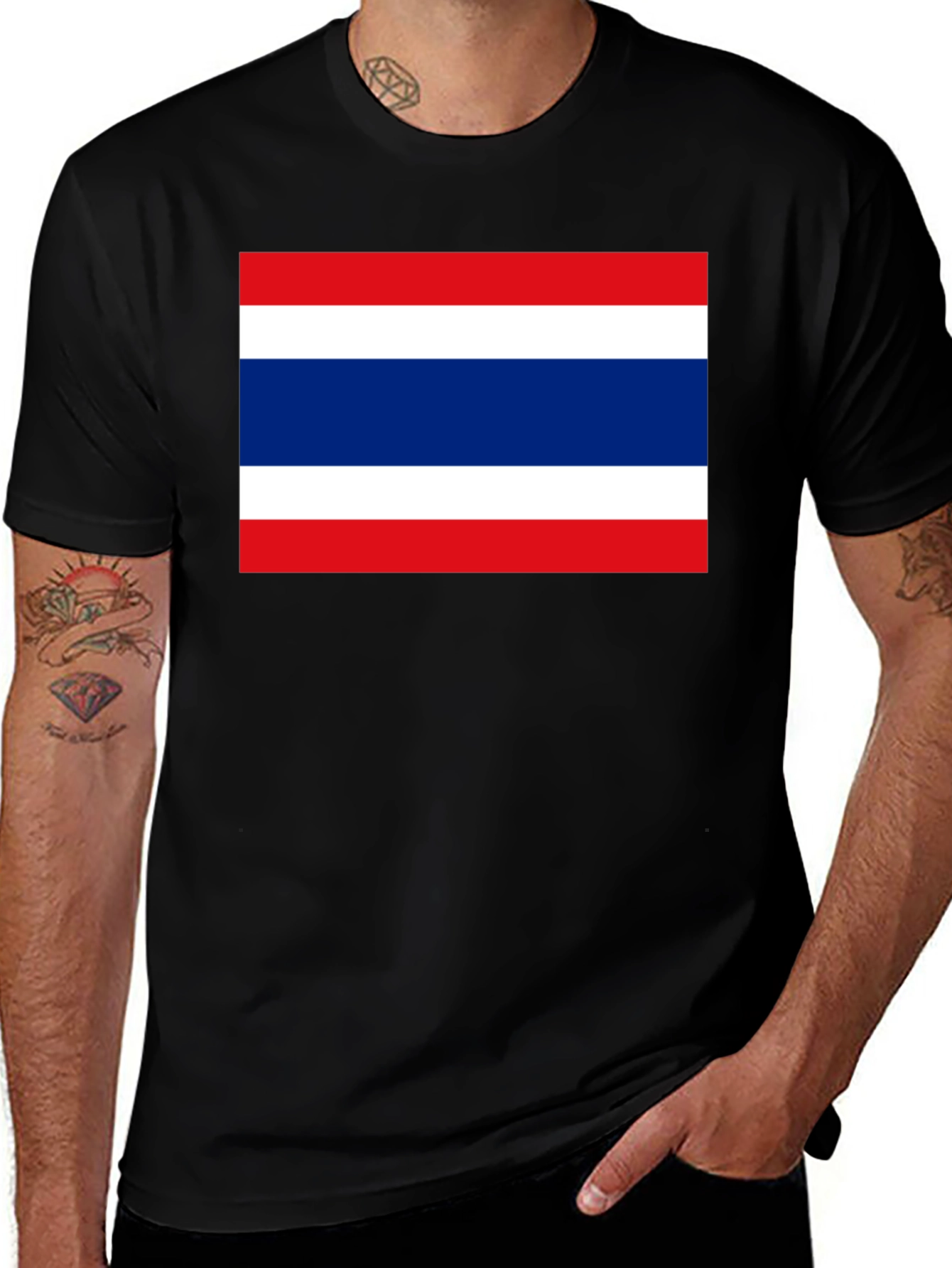 Thailand Flag Graphic T-Shirt - Black Cotton Tee