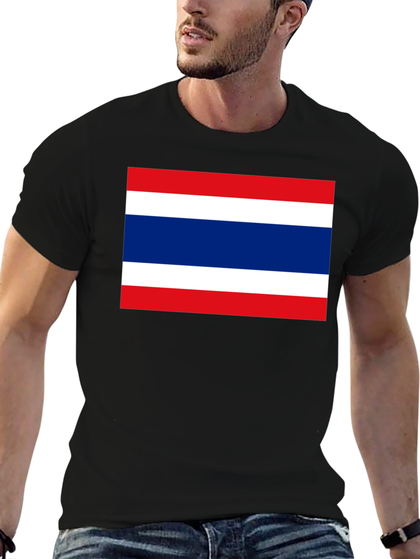 Thailand Flag Graphic T-Shirt - Black Cotton Tee
