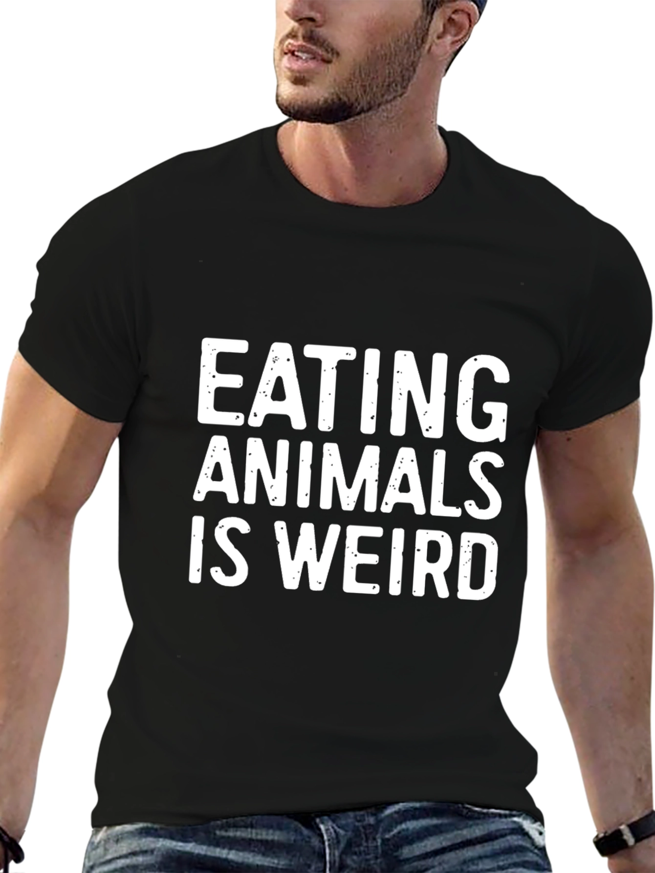 Eating Animals is Weird Graphic T-Shirt - Black
