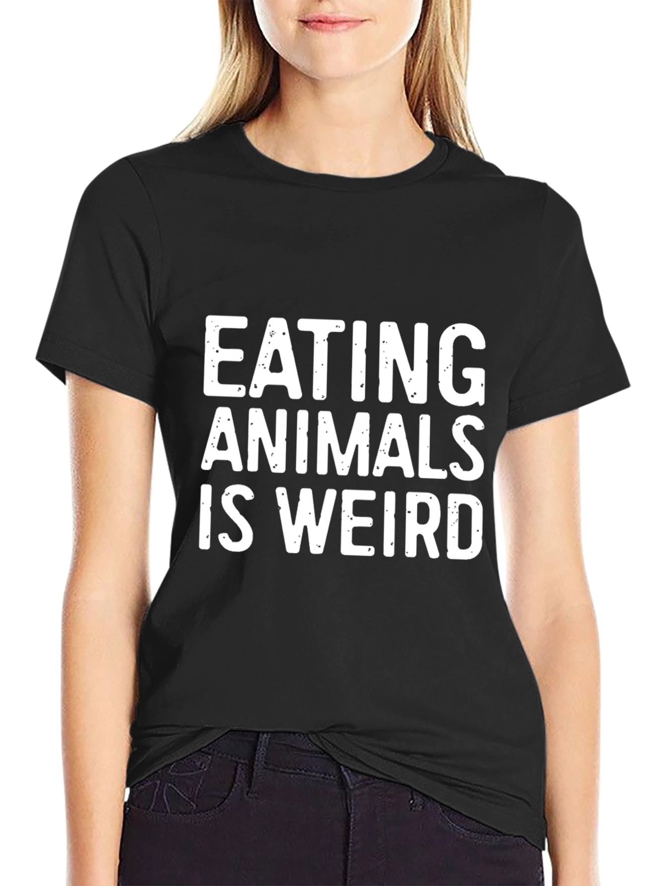 Eating Animals is Weird Graphic T-Shirt - Black